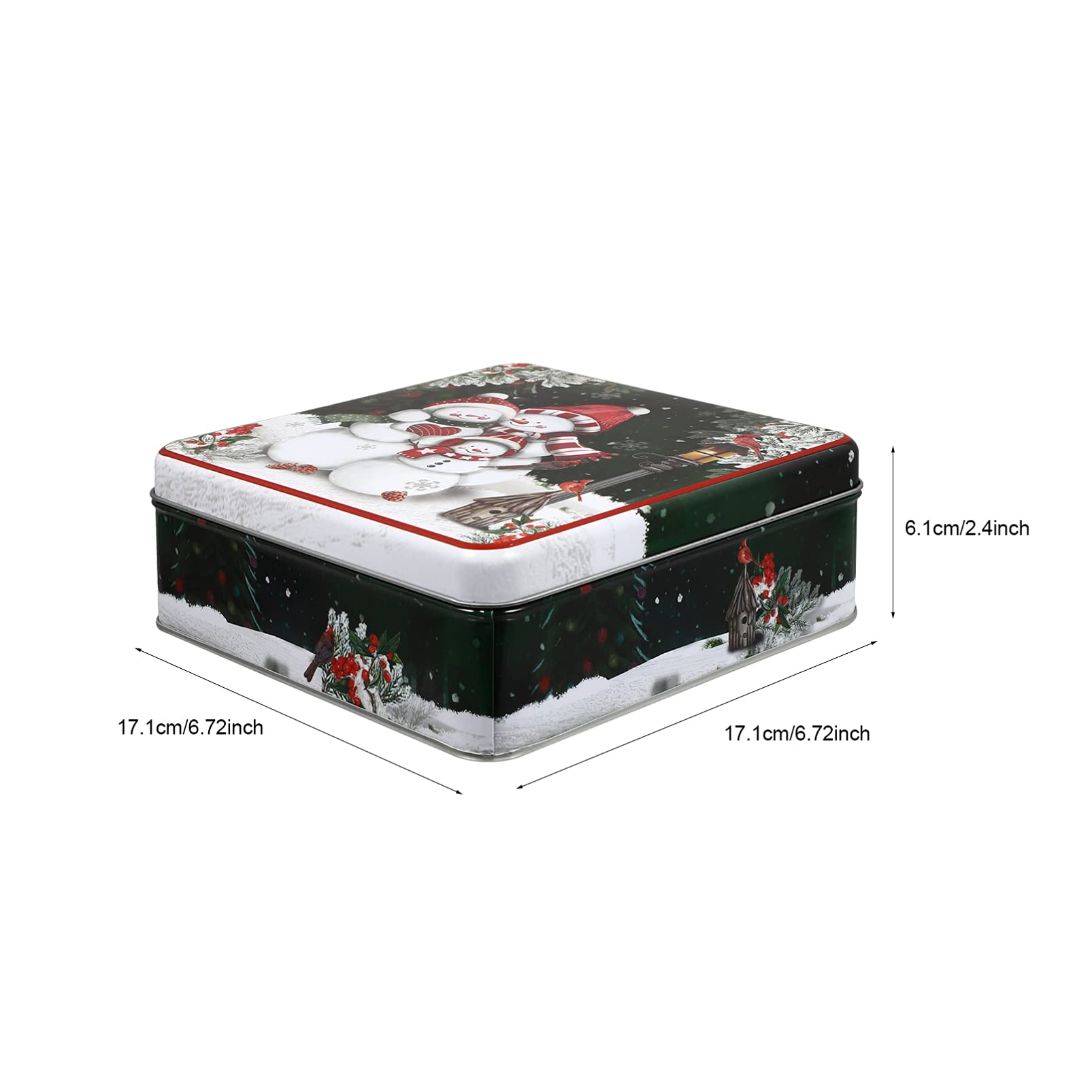 Angoily Square Christmas Cookie Tins with Lid - Large Snowman Printed Metal Storage Containers for Holiday Cookies, Candy & Food Gifts - Perfect for Xmas Party Favors, Gift Giving & Festive Treat Storage
