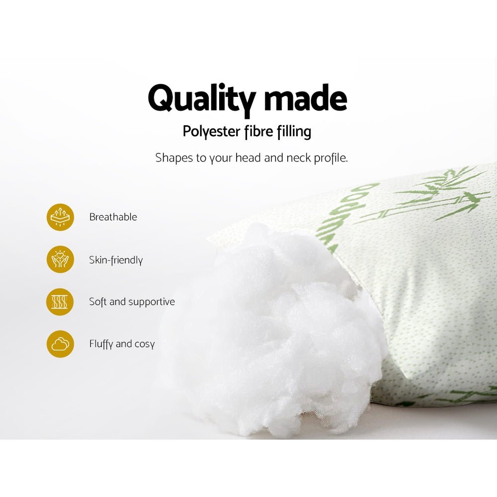 Giselle Hotel Pillow 4 Pack - Medium Firm Bamboo Pillow Cover for Side, Back & Stomach Sleepers - Luxury Bed Pillows for Home, Hotel & Airbnb Use
