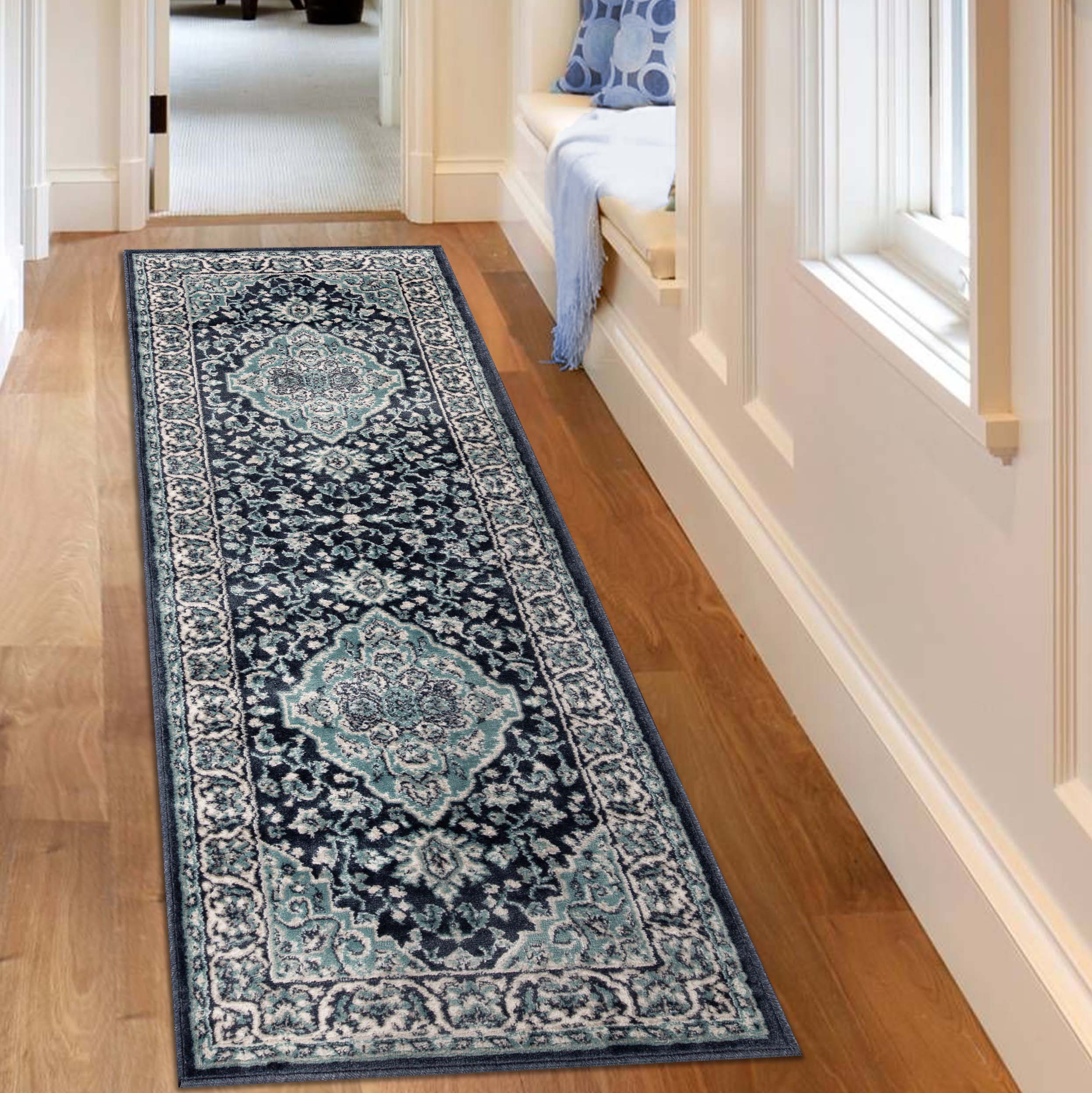 Glendale Traditional Floral Medallion Indoor Area Rug - Non-Slip Living Room Carpet, Bedroom Runner, Hallway Decor | Soft & Durable Home Floor Mat for Cozy Interior Design