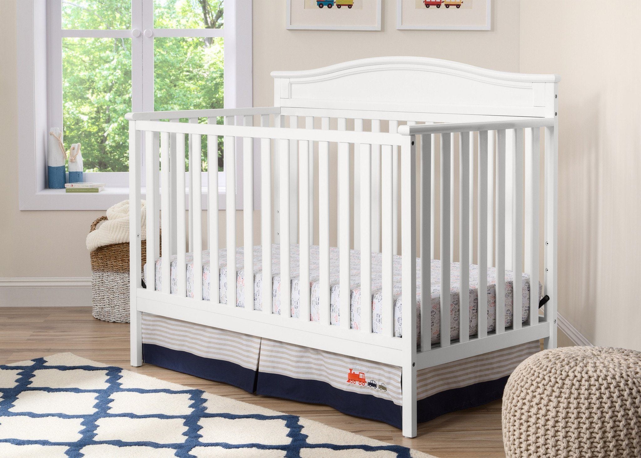 Larkin 4-in-1 Convertible Baby Crib - Toddler Bed, Daybed & Full-Size Bed - Safe & Stylish Nursery Furniture for Newborns to Teens - Perfect for Bedrooms, Daycare & Guest Rooms