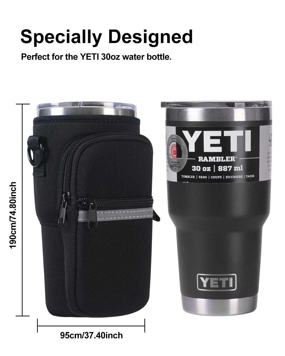 YETI 30 oz Tumbler Holder with Strap - Gym & Hiking Water Bottle Bag