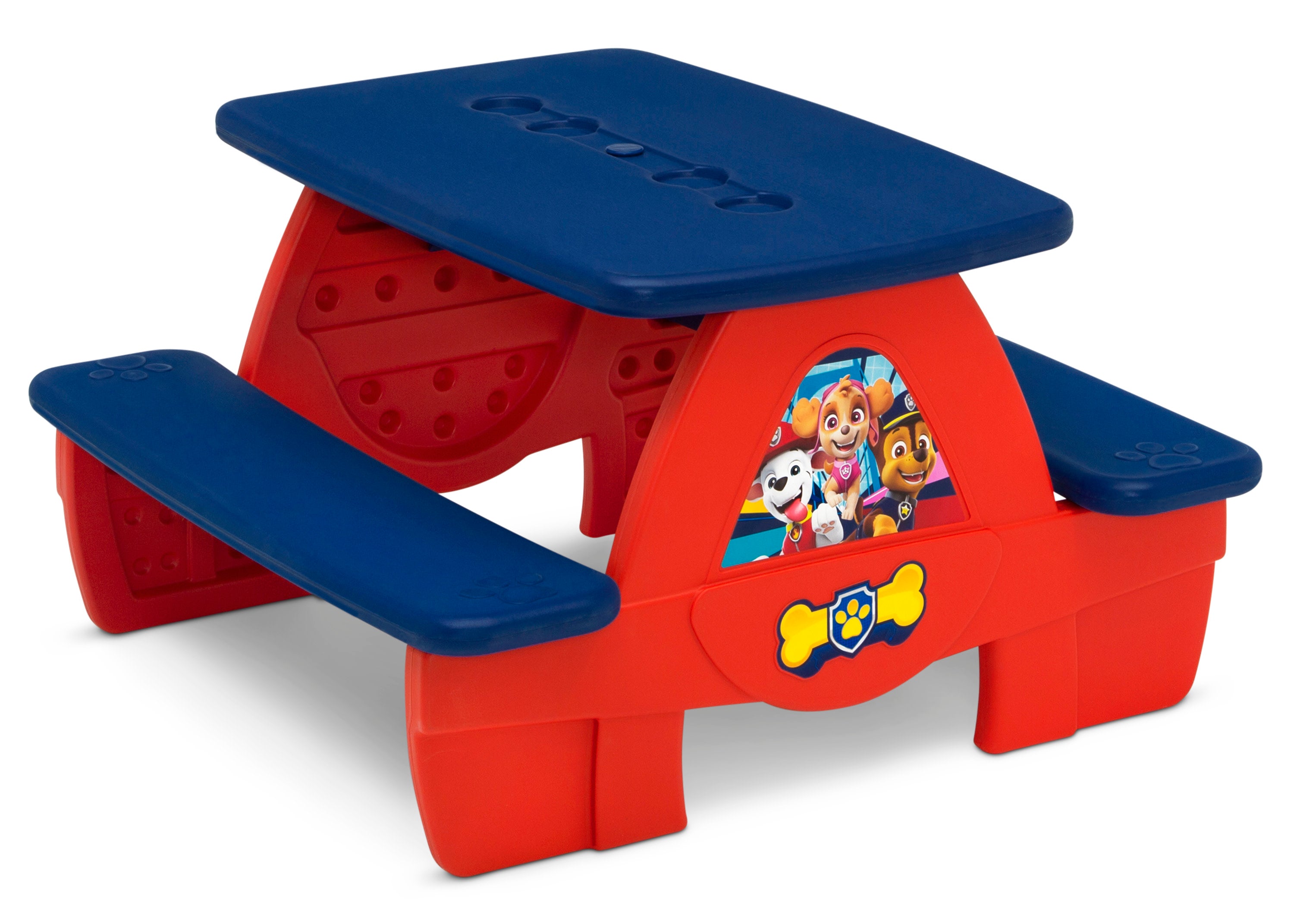 PAW Patrol 4-Seat Kids Picnic Table with LEGO Compatible Tabletop - Outdoor Play, Birthday Parties & Backyard Fun for Toddlers & Children