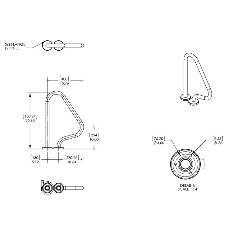 Narrow Figure 4 Pool Grab Rail - Safety Handrail for Swimming Pools & Spas - Non-Slip Support for Seniors & Disabled - Perfect for Inground & Above Ground Pools