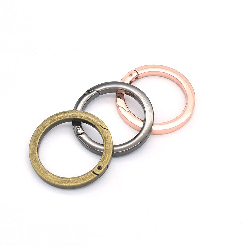 34mm Bronze Spring Gate Rings - 4 PCS Flat Large O Rings for Keychains, Purses & Handbags Hardware | Durable Snap Hooks for DIY Crafts, Jewelry Making & Accessories