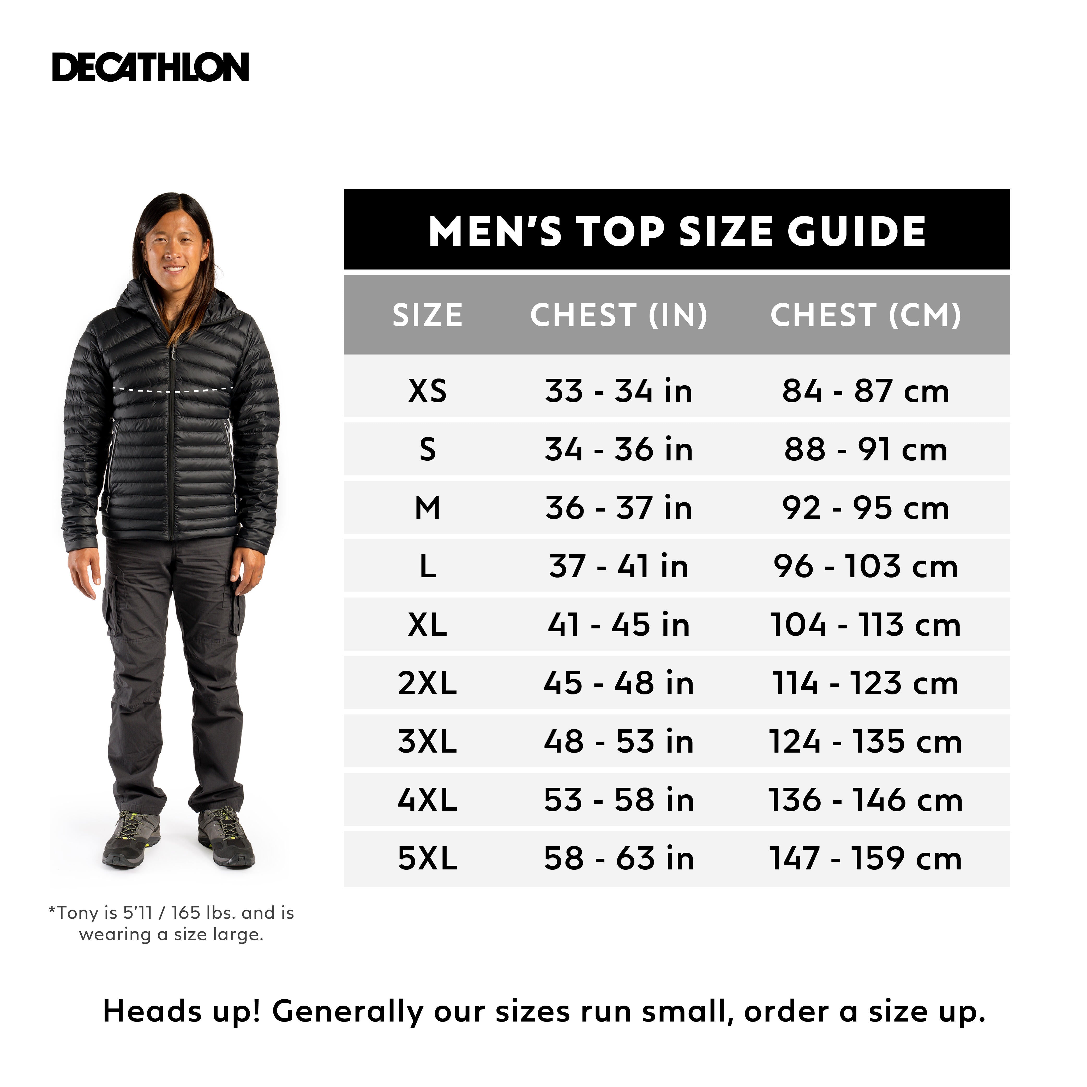 Forclaz Men's MT100 Hooded Down Puffer Jacket - Lightweight Winter Coat, Waterproof & Windproof, Warm Insulated Outdoor Jacket for Hiking, Camping & Cold Weather Activities
