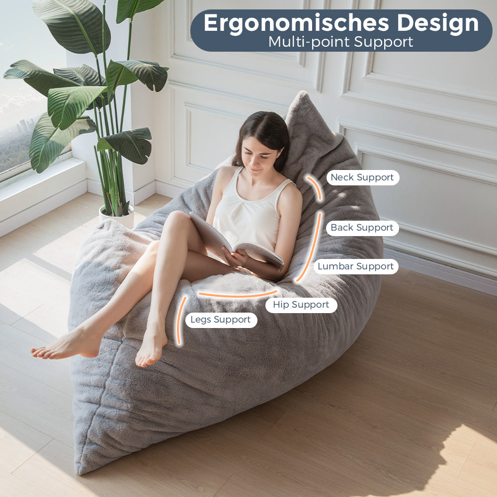 MAXYOYO 3-in-1 Gaming Bean Bag Chair - Convertible Large Floor Pillow with Removable Machine Washable Cover (Grey) - Perfect for Gaming, Lounging & Sleepovers