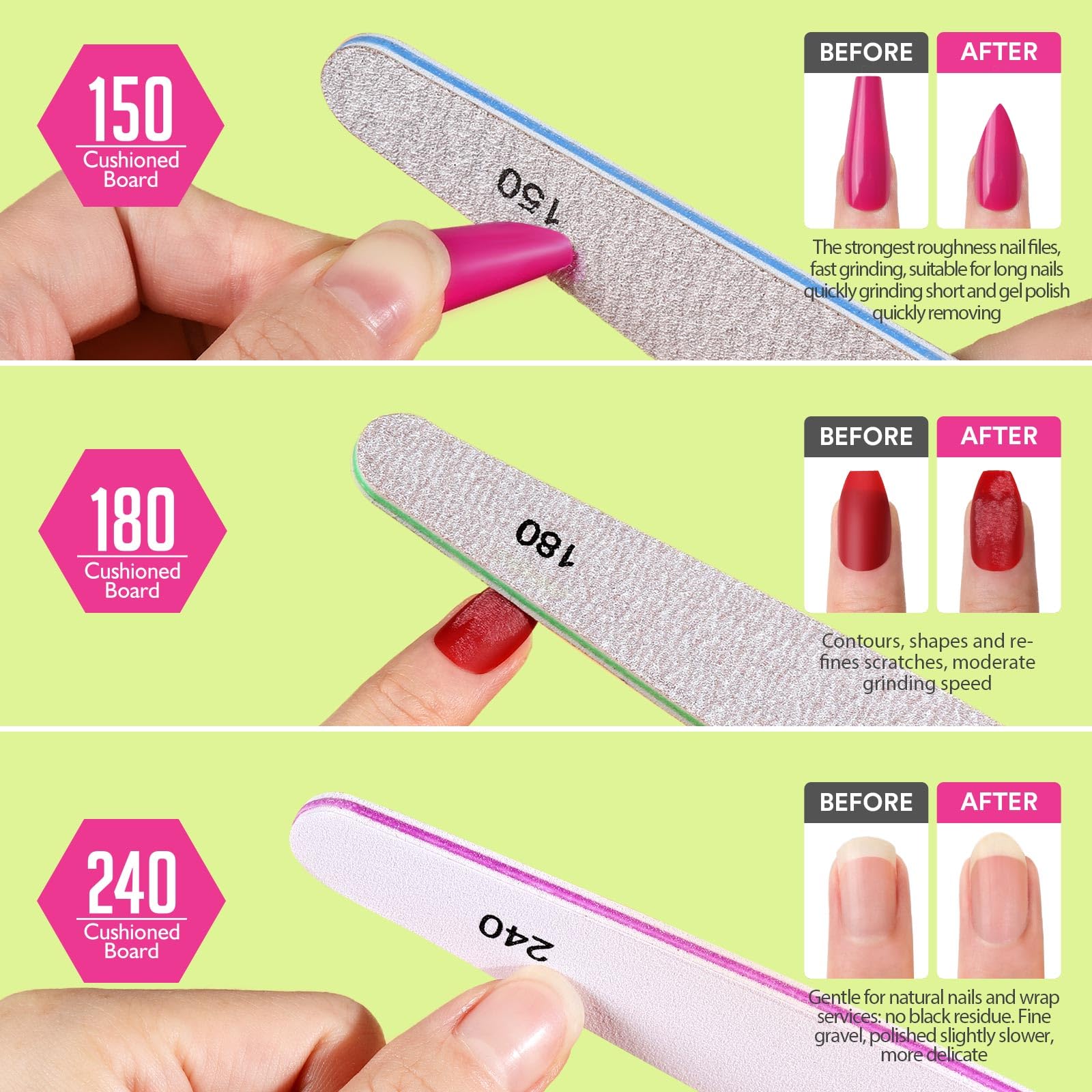 12-Piece Nail File and Buffer Kit for Women – 100/180 Grit Emery Boards, Nail Shine Blocks & Natural Nail Care Tools | Perfect for Home Manicures, Salon Use & Travel Nail Care