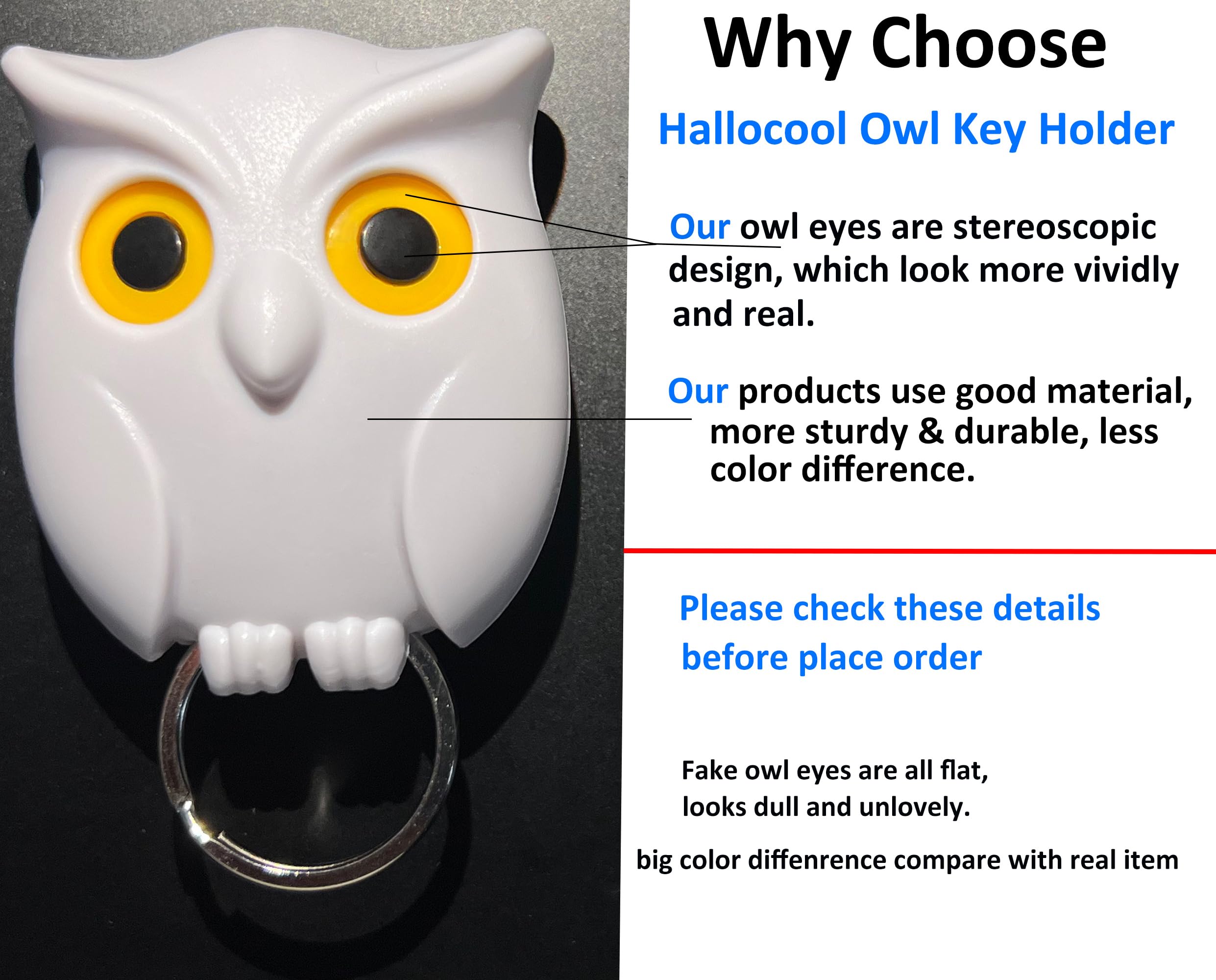 3PCS Cute Magnetic Owl Key Holder - Automatic Open/Close Eyes, Wall Mounted with Self-Adhesive Tape - Perfect for Home, Office & Entryway Organization