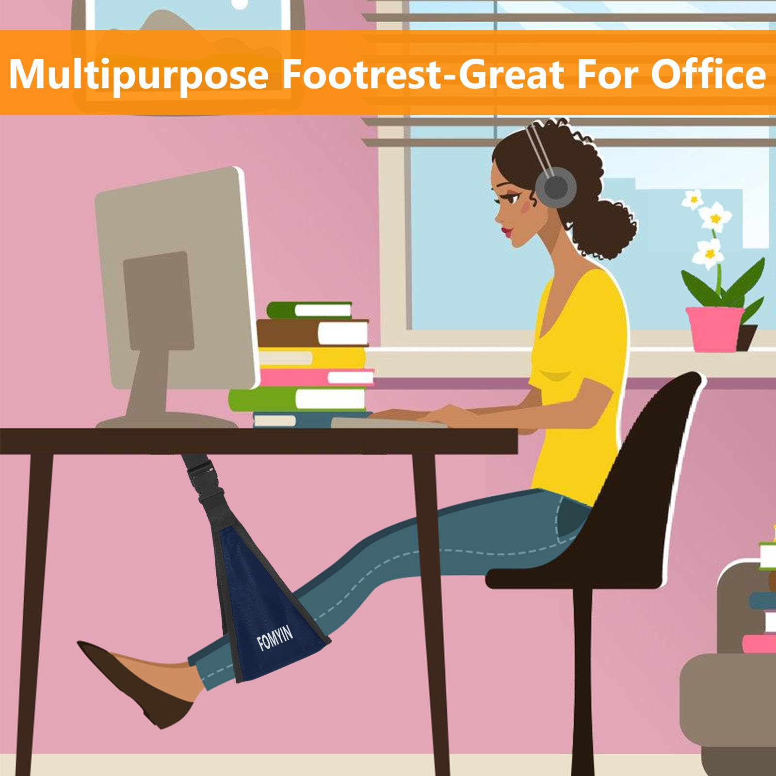 **Airplane Footrest with No Feet Clashing Support - Portable Travel Foot Hammock for Relaxation & Comfort - Memory Foam Plane Foot Rest to Relieve Soreness - Perfect for Long Flights, Road Trips & Office Use**