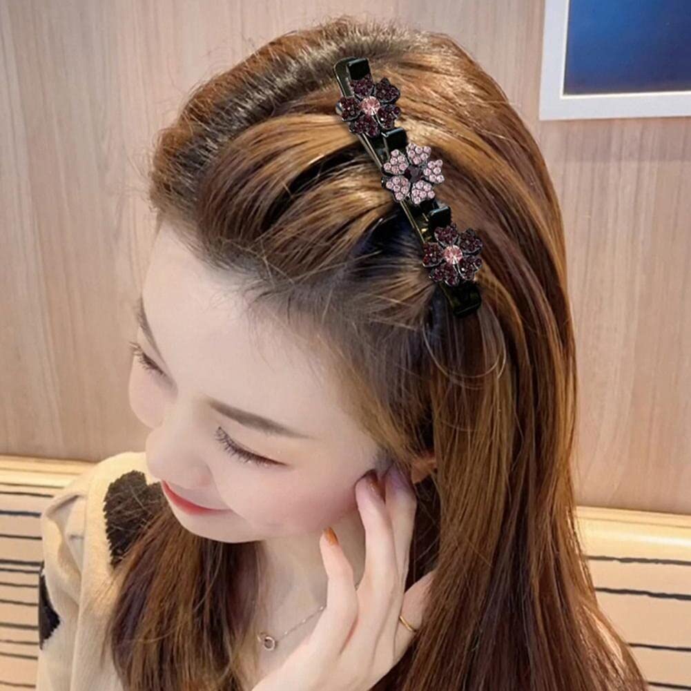 FAVELA Braided Hair Clips for Women & Girls - 4 Pack Pearl Hair Accessories with Butterfly Braid Duckbill Clips & 3 Small Clips - Perfect for School, Parties, Weddings & Everyday Styling