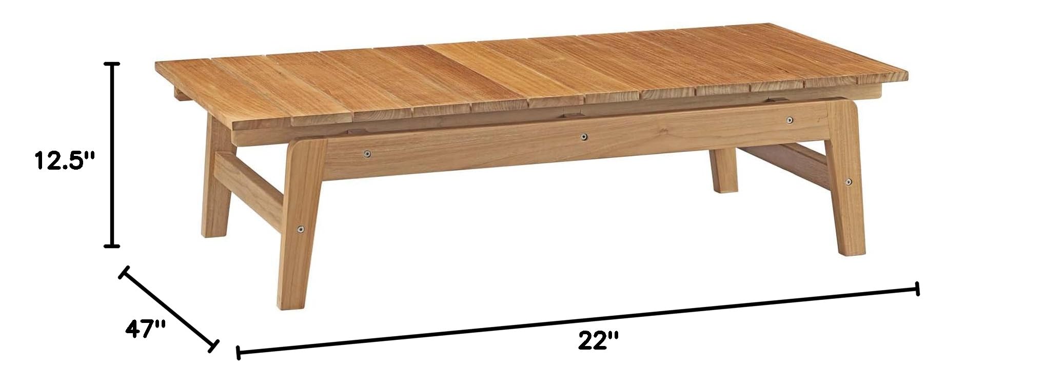 Modway Bayport Teak Wood Outdoor Patio Coffee Table - Natural Finish - Durable Weather-Resistant Teak Furniture for Patio, Garden, Poolside & Backyard Decor