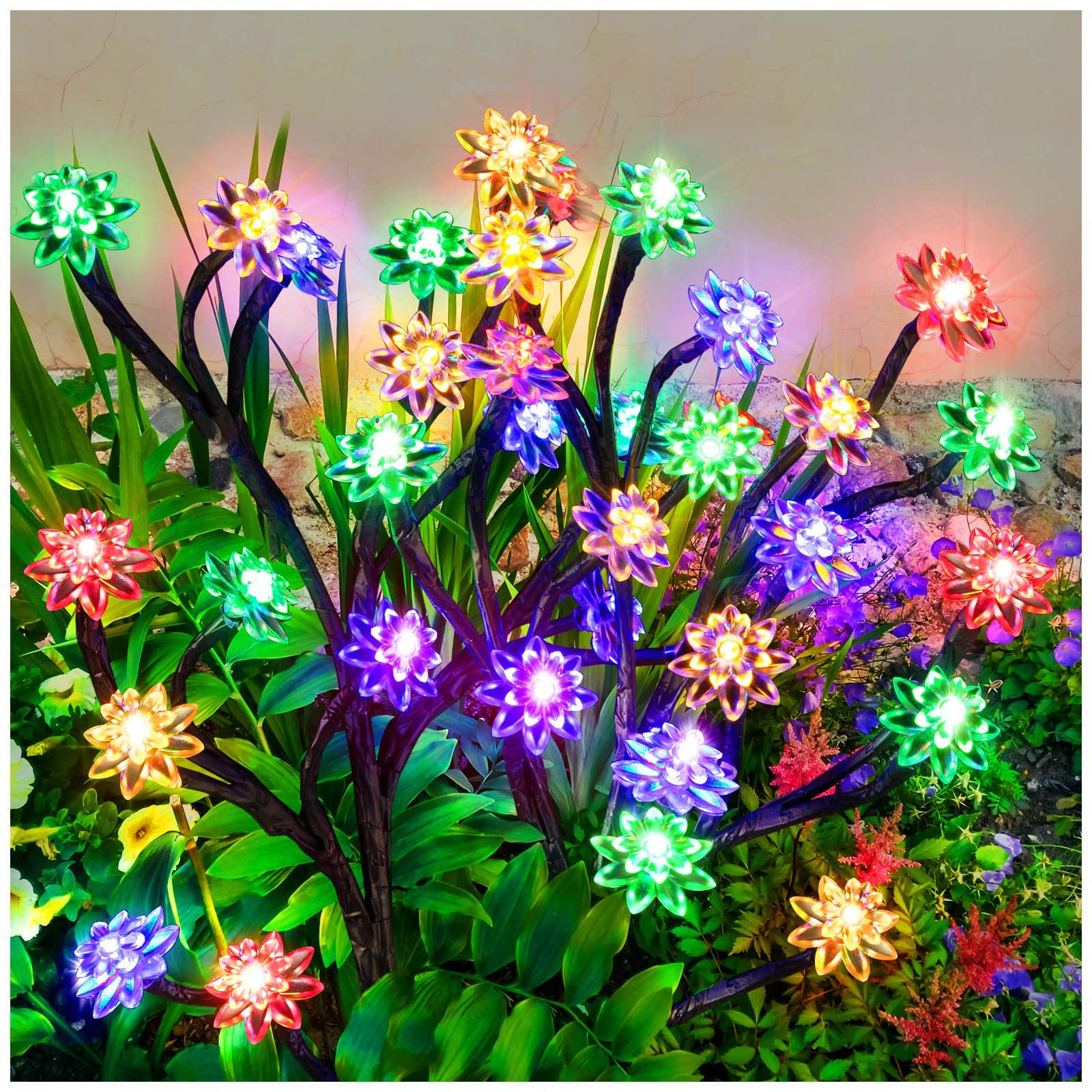 ENSLI 4 Pack Upgraded Solar Garden Lights Outdoor Waterproof - Solar Powered Landscape Lights for Garden, Patio, Yard Decor | Perfect for Pathway, Driveway & Backyard Lighting at Night