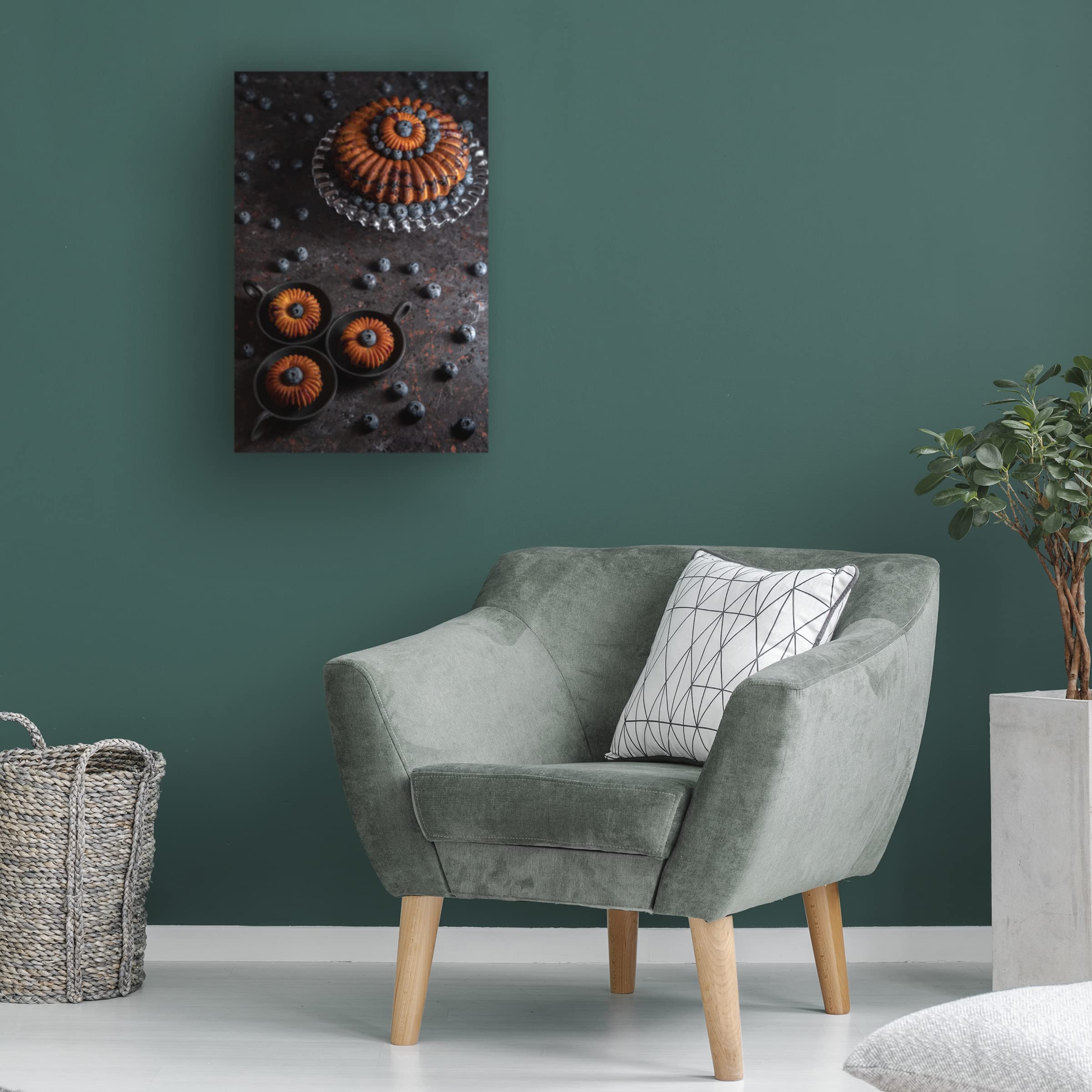 Denisa Vlaicu 'Blueberry Bundt Cake' Canvas Wall Art Print - Handmade Oil Painting Reproduction for Home & Kitchen Decor - Perfect for Dining Room, Bedroom or Office Wall Decor