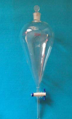 GOWE 2000ml Pear-Shaped Separatory Funnel with PTFE Stopcock - 24/29 Joint, 2 Liter Laboratory Glassware for Chemical Extraction & Liquid Separation