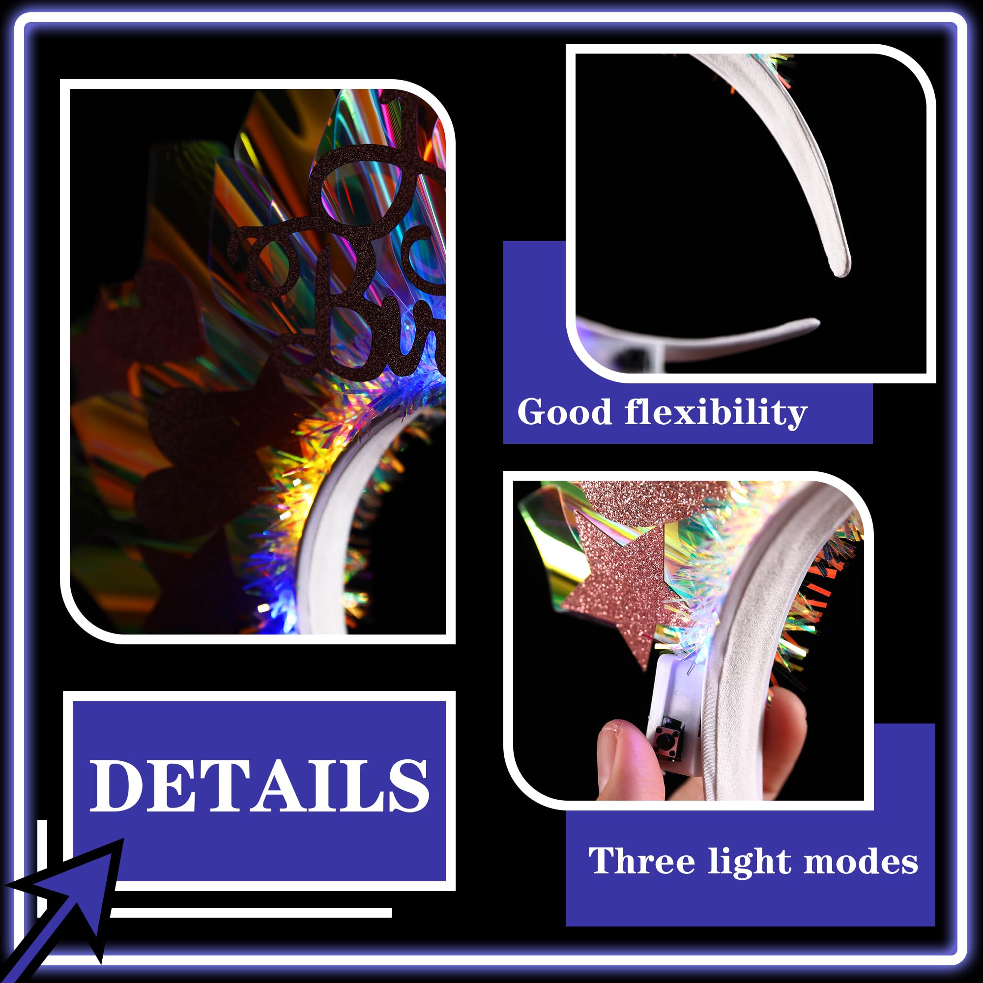 LED Light Up Birthday Crown - Glowing Tiara Headband for Women, Girls, Nightclub Parties & Festive Celebrations | Perfect for Birthday, Bachelorette, Halloween & Cosplay Events