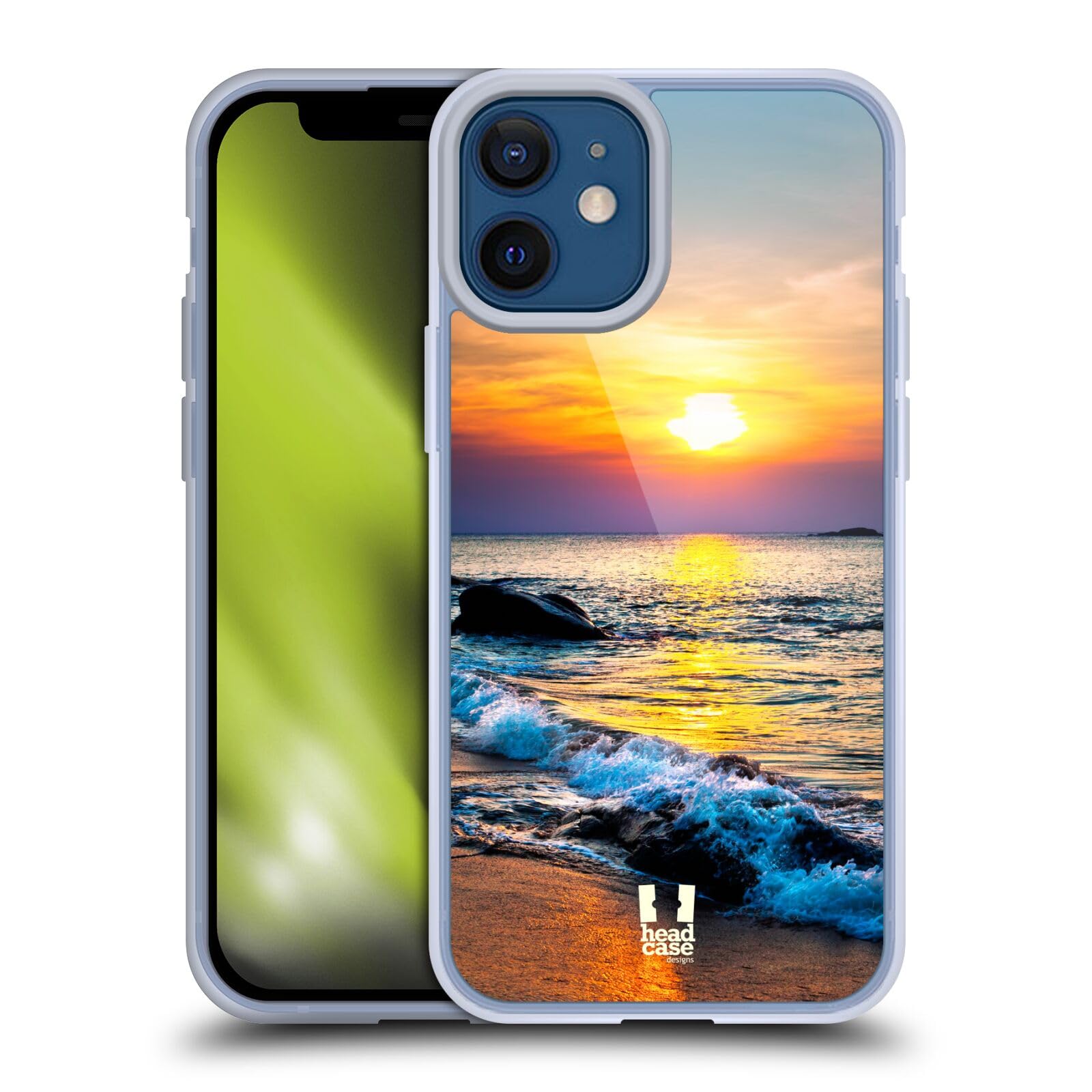 Colorful Sunset Over The Sea Soft Gel Case for Apple iPhone 12 Mini - Durable Protective Phone Cover with Beautiful Beach Design, Perfect for Vacation, Travel & Everyday Use