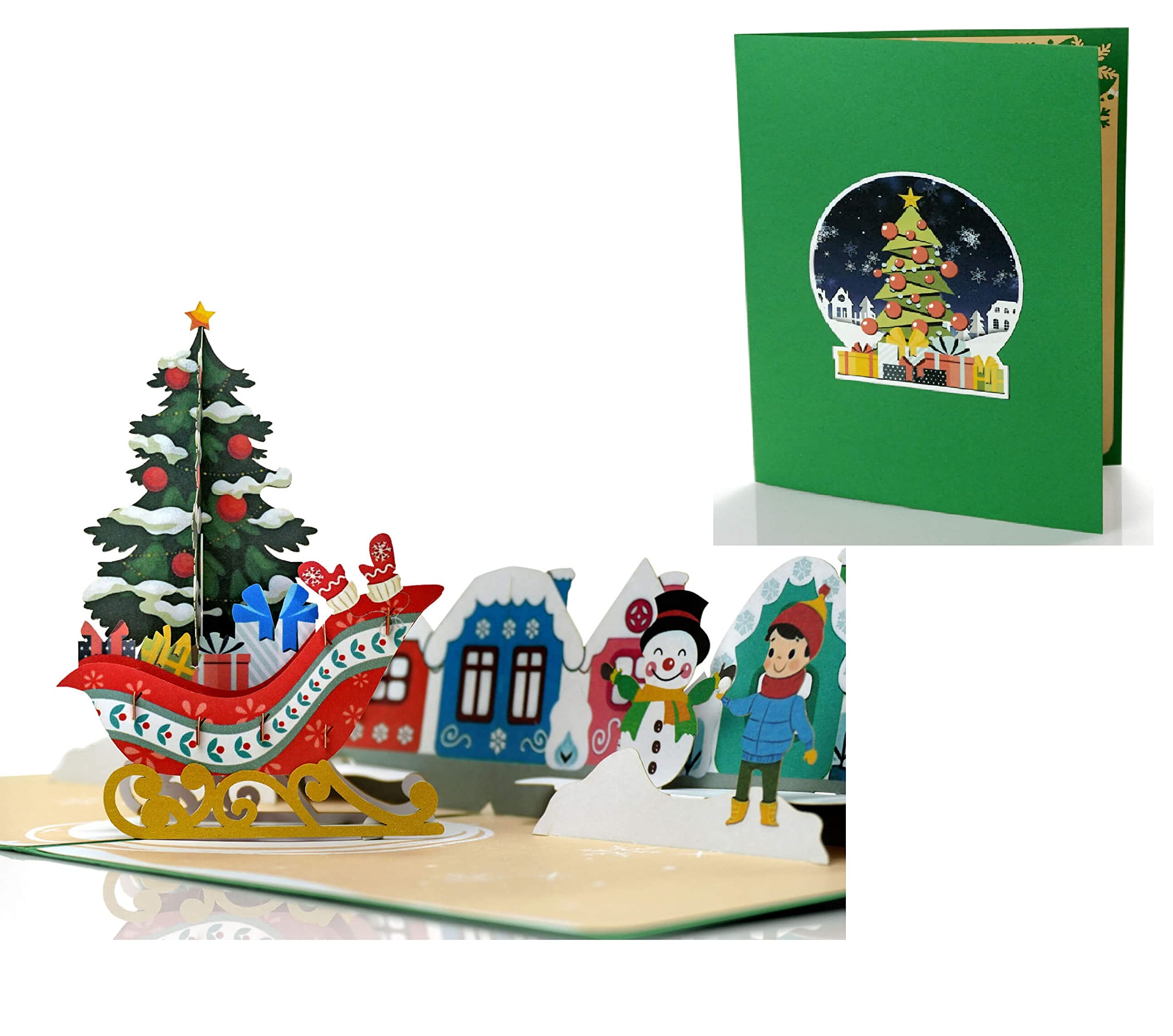 3D Christmas Snowtown Pop Up Card with Snowman - Festive Holiday Greeting Card for Son, Husband - Unique 3D Xmas Cards for Family & Friends - Perfect for Christmas Wishes, Office Gifts & Holiday Decorations