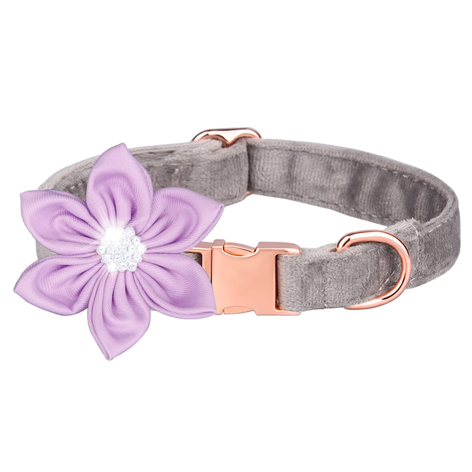 LAJIAO Soft Faux Suede Flower Dog Collar - Breathable Pet Necktie for Small Dogs & Cats | Cute Floral Design for Daily Walks, Training & Fashion Accessories