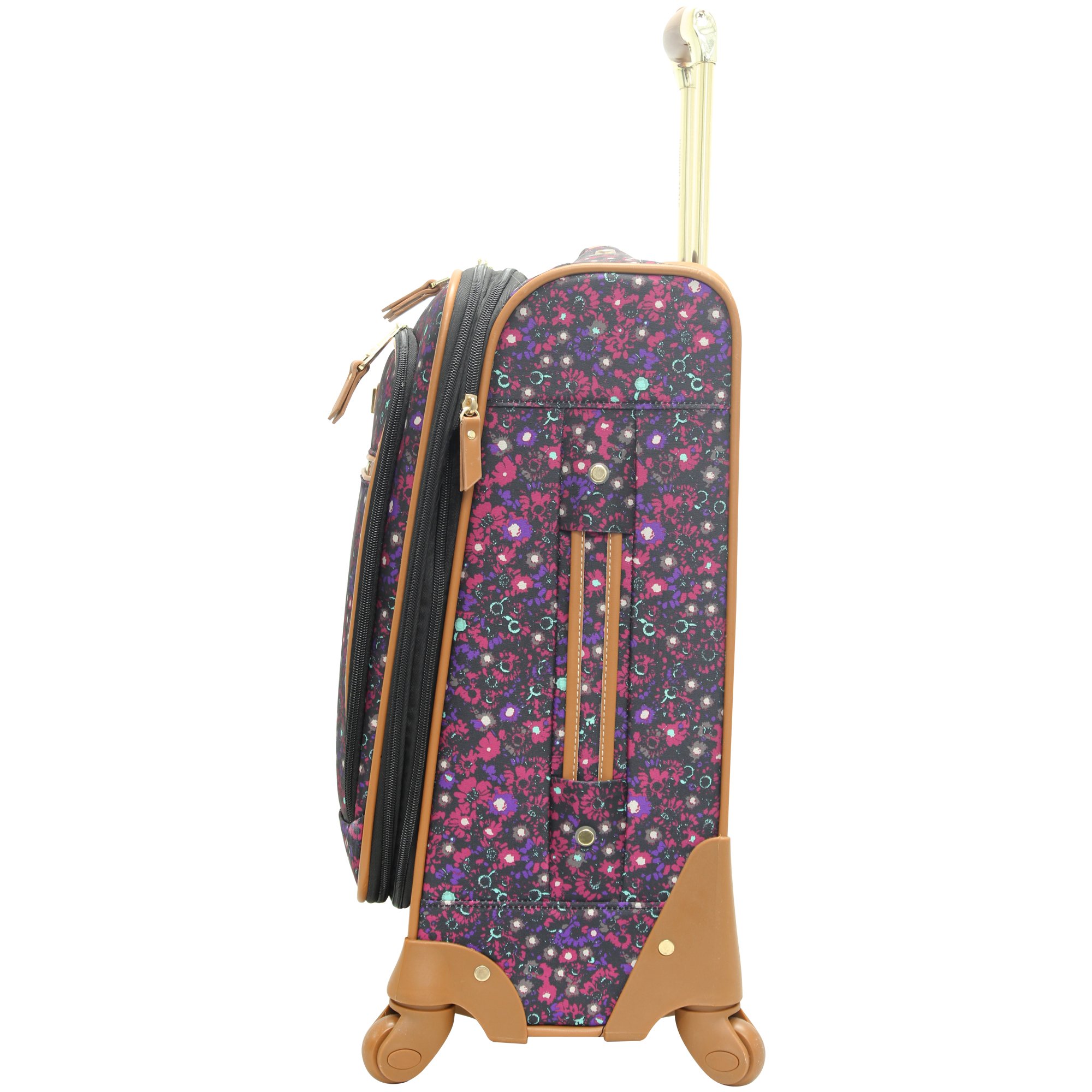 Steve Madden Designer Lightweight Expandable 20 Inch Carry On Luggage with 4 Spinner Wheels - Durable Softside Suitcase for Men & Women (Dark Purple) - Perfect for Business Travel, Weekend Getaways & Airplane Trips