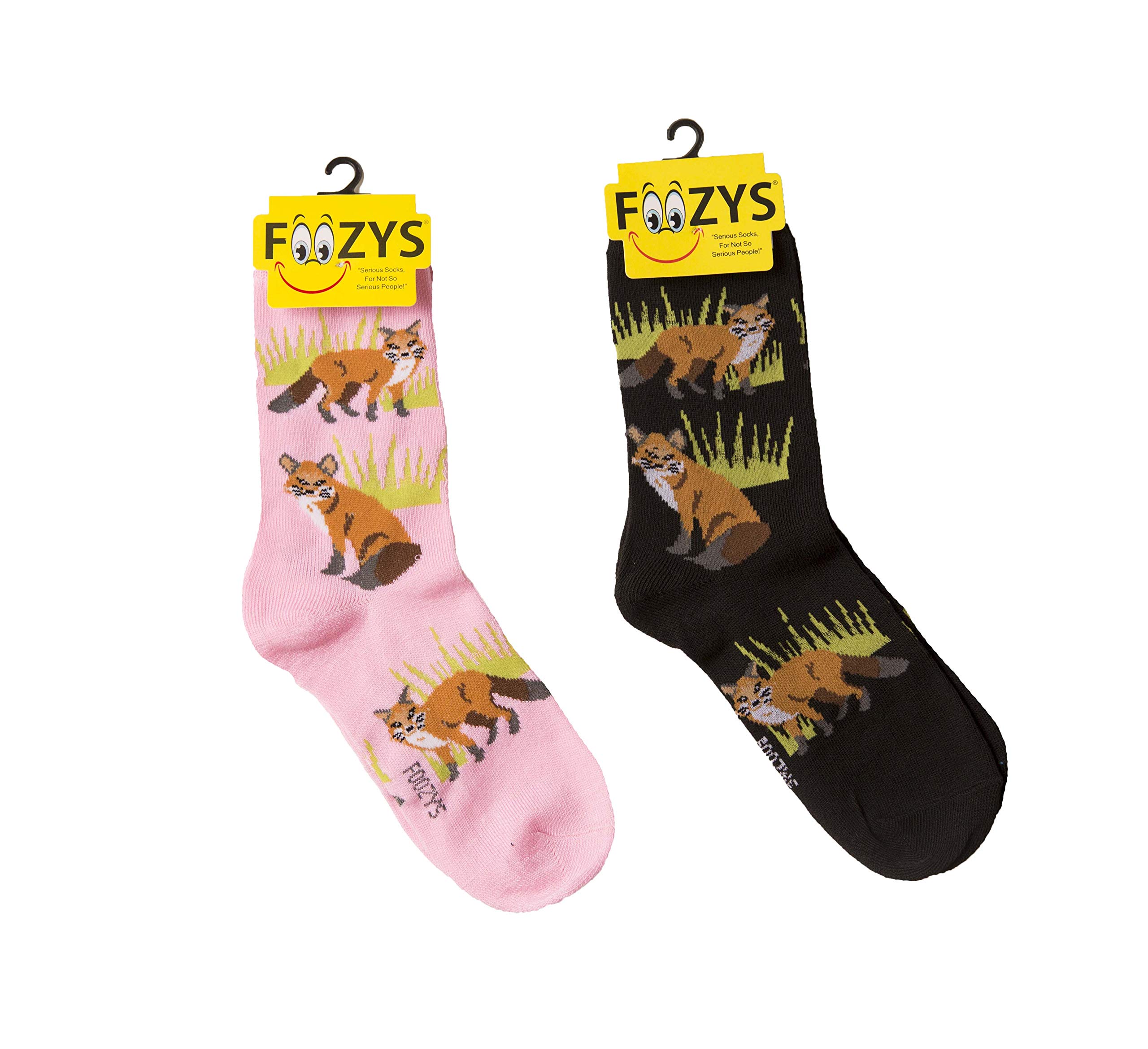 Foozys Women's Crew Socks - Funny Cute Farm Animal Themed Novelty Socks (2-Pair Pack) | Soft Cotton Casual Socks for Everyday Wear, Gifts & Farm Lovers