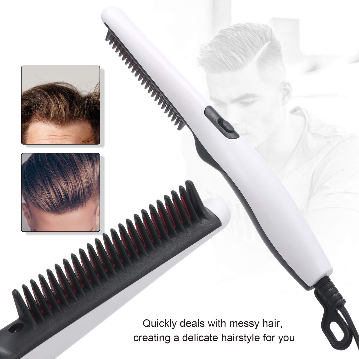 Layfoo Multifunctional Hair Comb Brush - Beard Straightener, Hair Straightening & Styling Comb for Men with Quick Heat Technology (EU Plug) | Perfect for Travel, Home & Salon Use