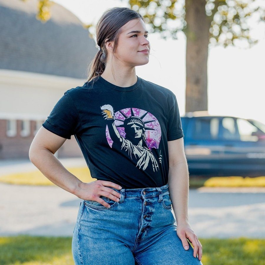 Women's Toast To Freedom Boyfriend Fit T-Shirt | Realtree Extreme Camo | Casual Comfort for Everyday Wear & Outdoor Adventures
