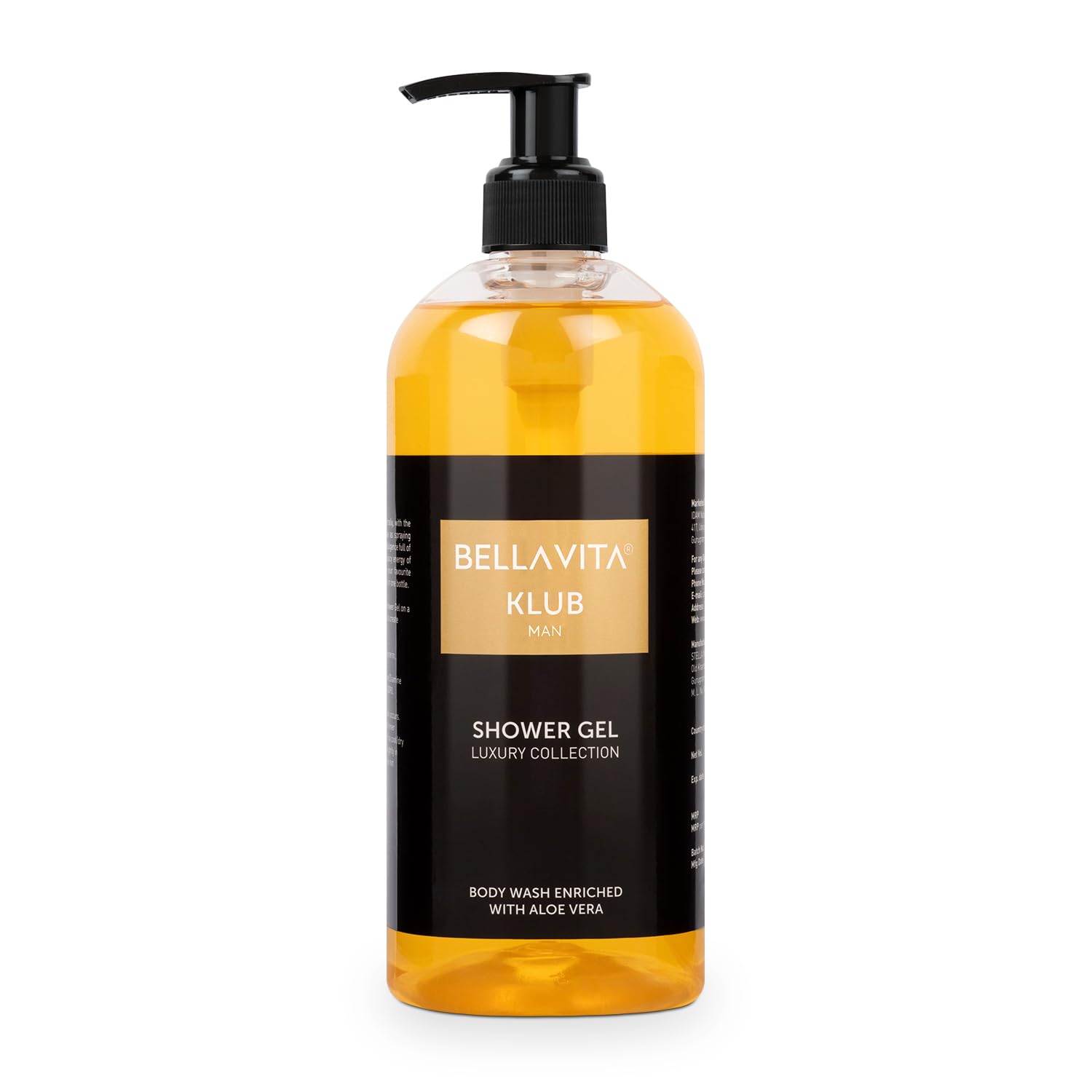 Bella Vita Luxury KLUB Men's Body Wash - Refreshing Shower Gel with Aloe Vera for Deep Cleansing, Hydration & Moisturizing | 500ml for Softer, Smoother Skin | Perfect for Gym, Travel & Daily Shower Routine