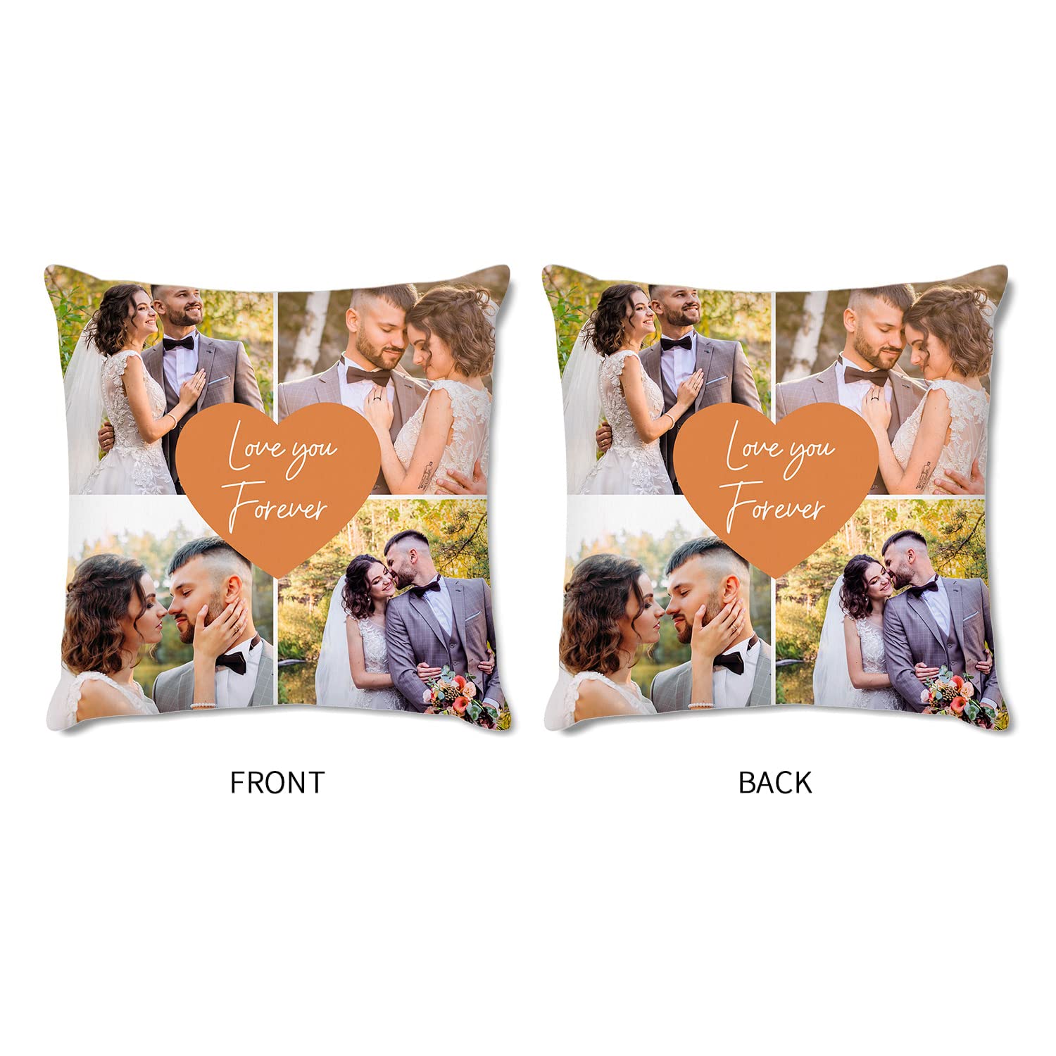 Custom Photo Pillow with Picture & Text - Personalized Couple Gift for Valentine's Day, Anniversary & Special Occasions - 18x18 Inch Throw Pillow Cover (No Filling) - Perfect for Home Decor, Romantic Gifts & Memory Keepsakes