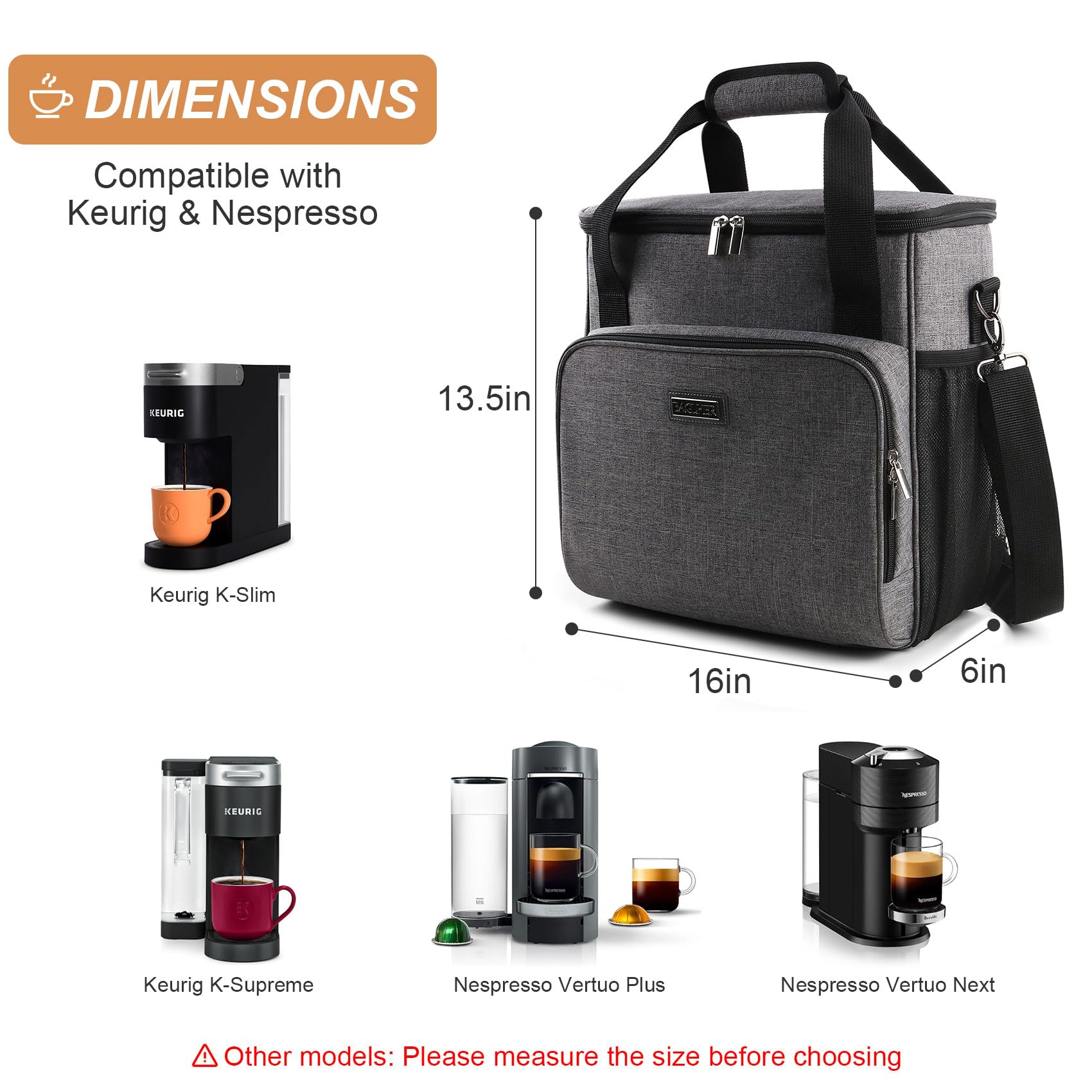 Premium Travel Coffee Maker Bag - Compatible with Keurig K-Slim & K-Supreme, Portable Keurig Case with Adjustable Shoulder Strap | Compact Design for Commuting, Camping & Office Use (Grey)