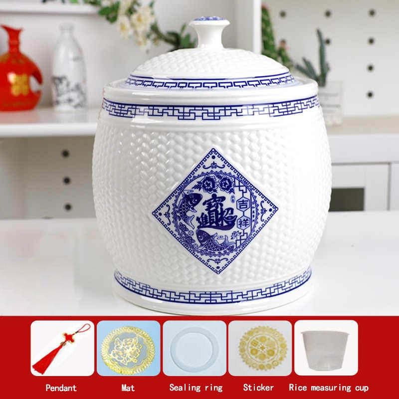 Premium Ceramic Rice Storage Container with Lid - Large Airtight Rice Dispenser for Kitchen, Pantry & Countertop - Perfect for Rice, Grains, Flour & Dry Food Storage (10L Capacity) - Ideal for Asian Cooking, Meal Prep & Organized Kitchen Storage