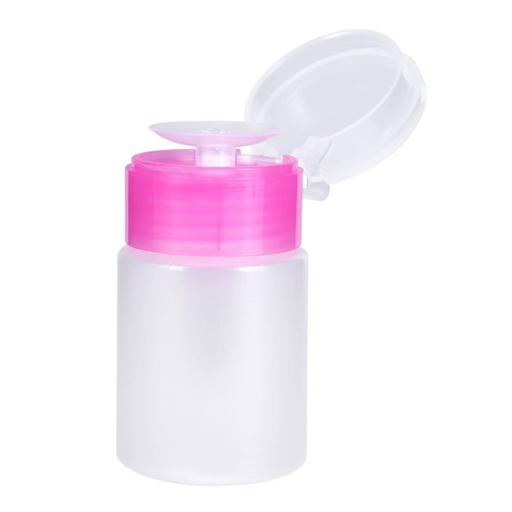 Lockable Push Down Pump Dispenser Bottle for Nail Polish & Makeup Remover - Leakproof Refillable Cosmetic Container (1-Pack) - Perfect for Salon, Travel & Home Nail Care Organization