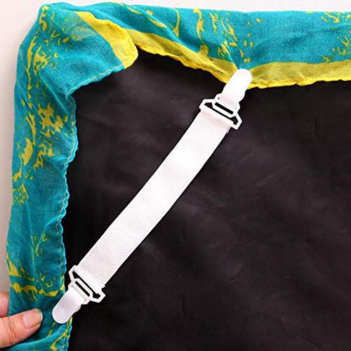 4-Pack Nylon Elastic Bed Sheet Fasteners - Strong Plastic Clips for Securing Fitted Sheets, No-Slip Mattress Grippers - Perfect for Deep Pocket Sheets, Adjustable Beds & Guest Room Bedding
