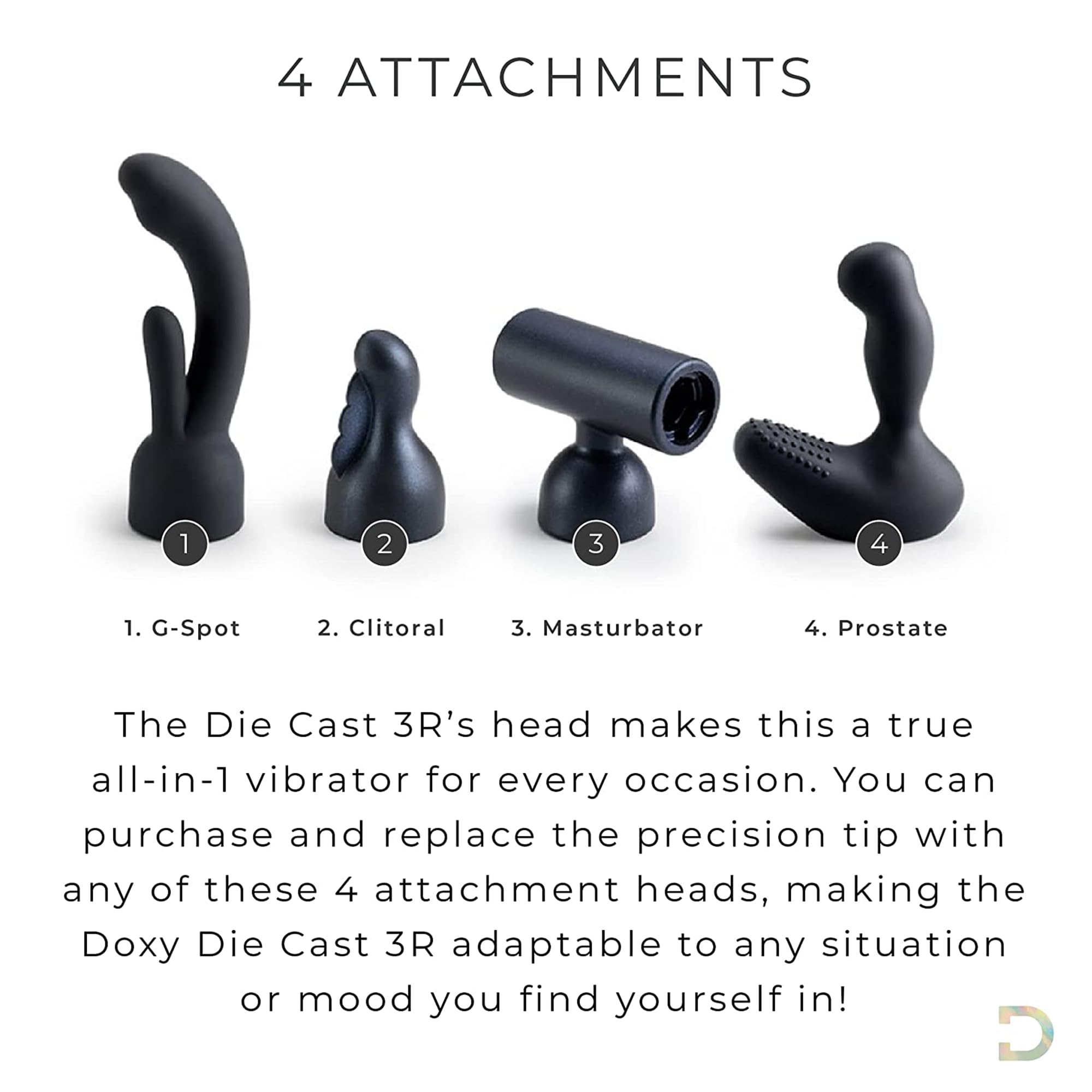 Doxy Number 3 Rabbit Vibrator Attachment - 14cm Long Silicone Massager Head with Thread Lock Screw for Wand Massagers - Perfect for Couples Play & G-Spot Stimulation