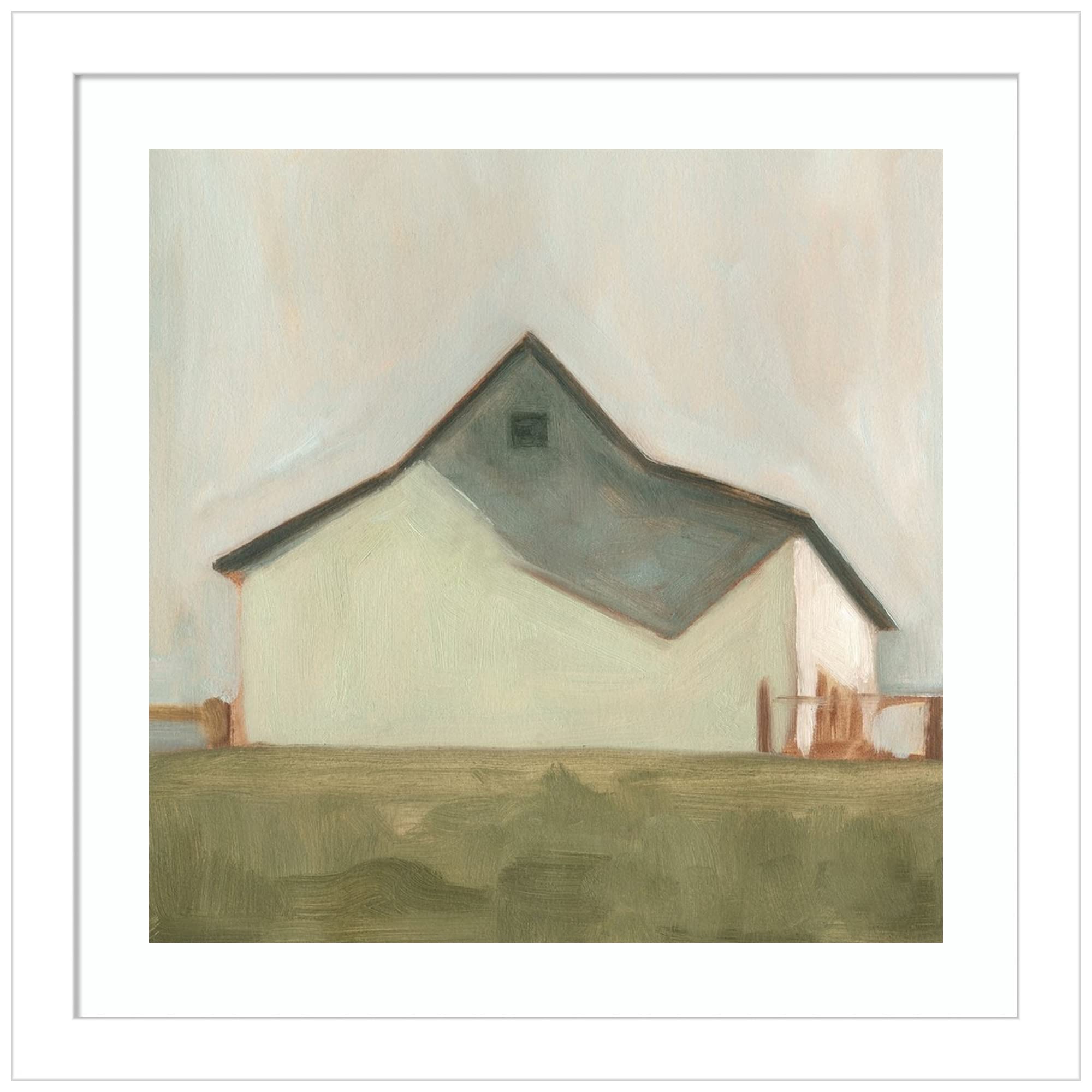 Emma Scarvey Serene Barn V Wood Framed Wall Art Print - 13x13 Inches, Svelte White Frame - Farmhouse Decor for Living Room, Bedroom & Office
