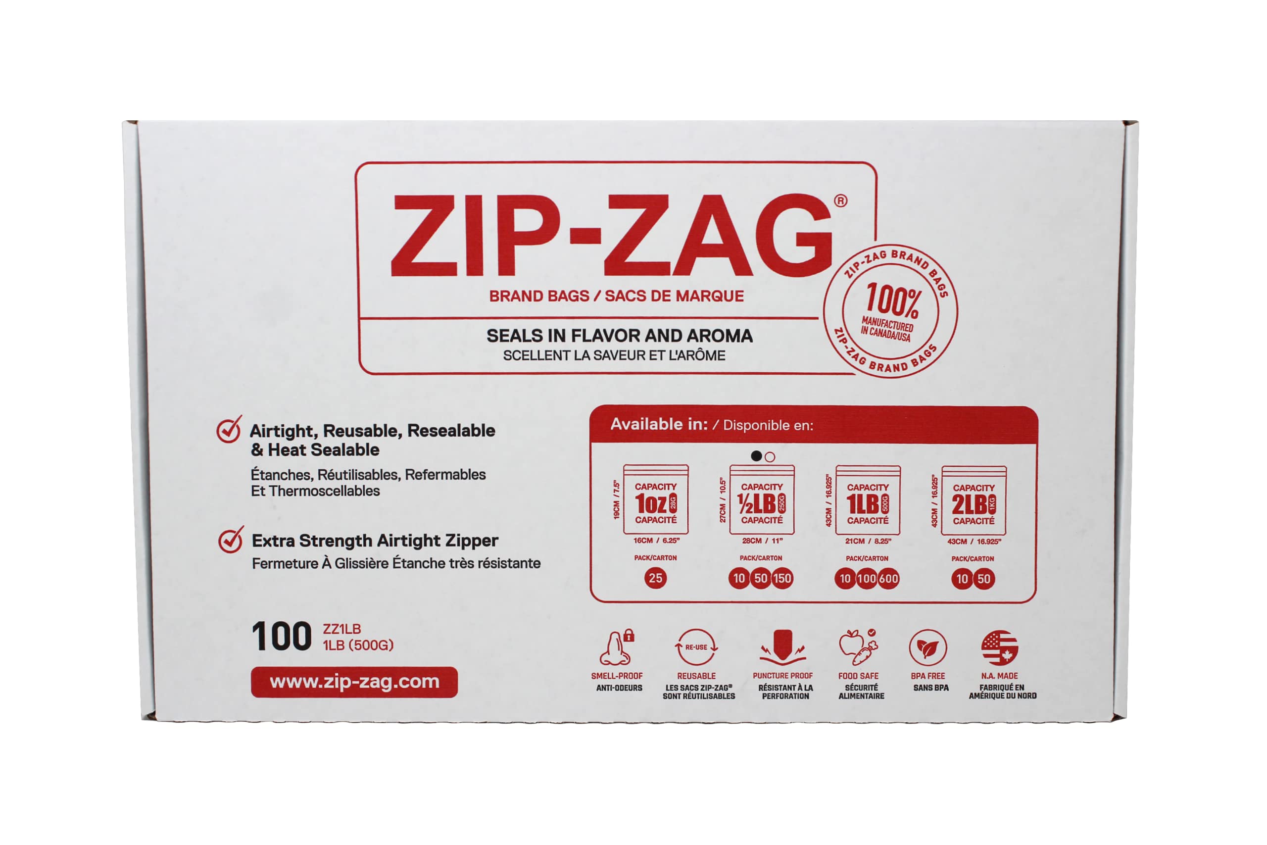100 Pack 1 LB Zip Lock Bags (16.93