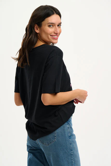 Kinsley Relaxed T-Shirt for Women - Soft Cotton Casual Tee with Tigers & Toucans Print (Black) - Perfect for Everyday Wear, Weekend Outings & Summer Vacation
