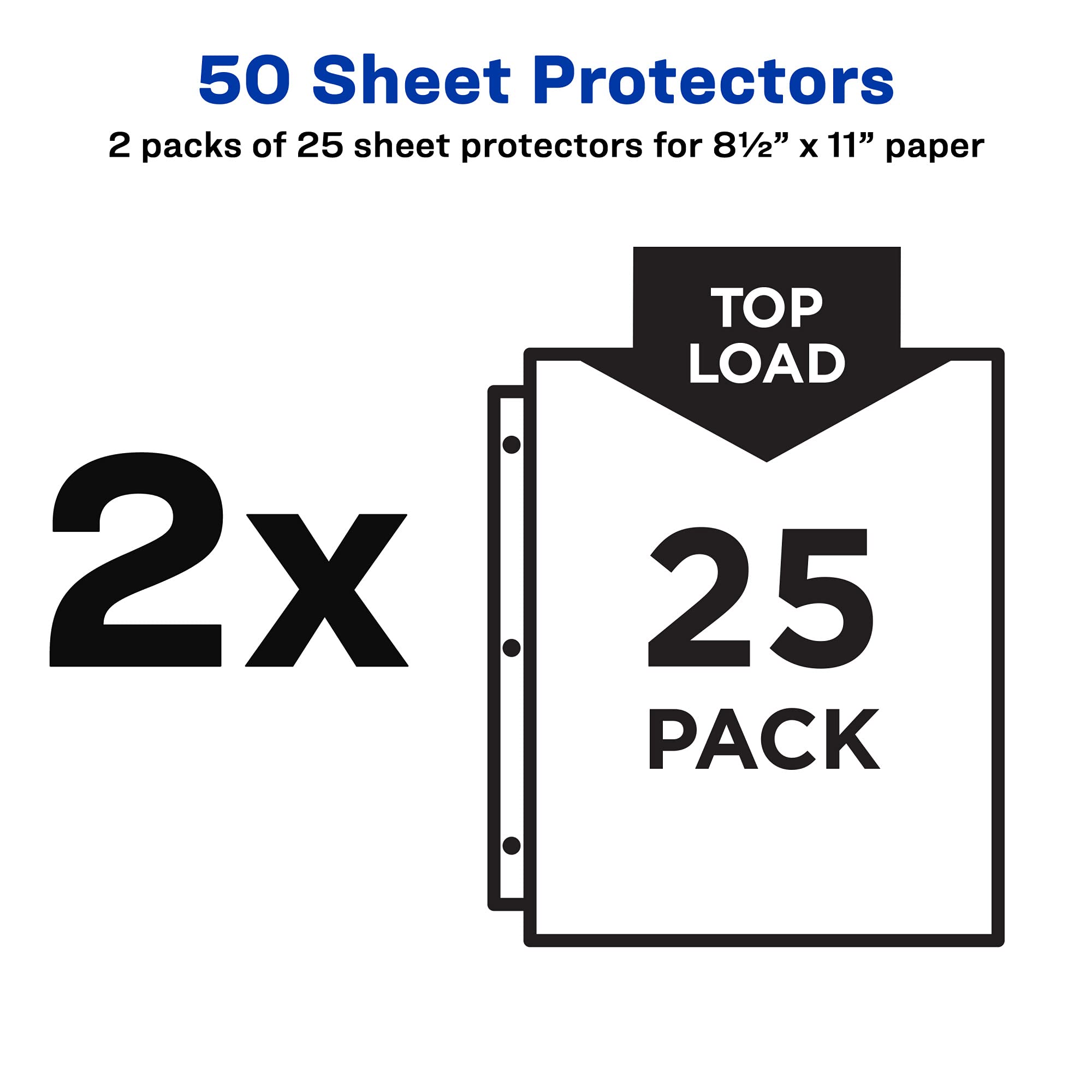 Avery Diamond Clear Top Sheet Protectors - 50 Pack Heavy Duty 3 Ring Binder Page Protectors, Acid Free & Archival Safe for Documents, Photos & Presentations - Perfect for Office, School & Home Organization