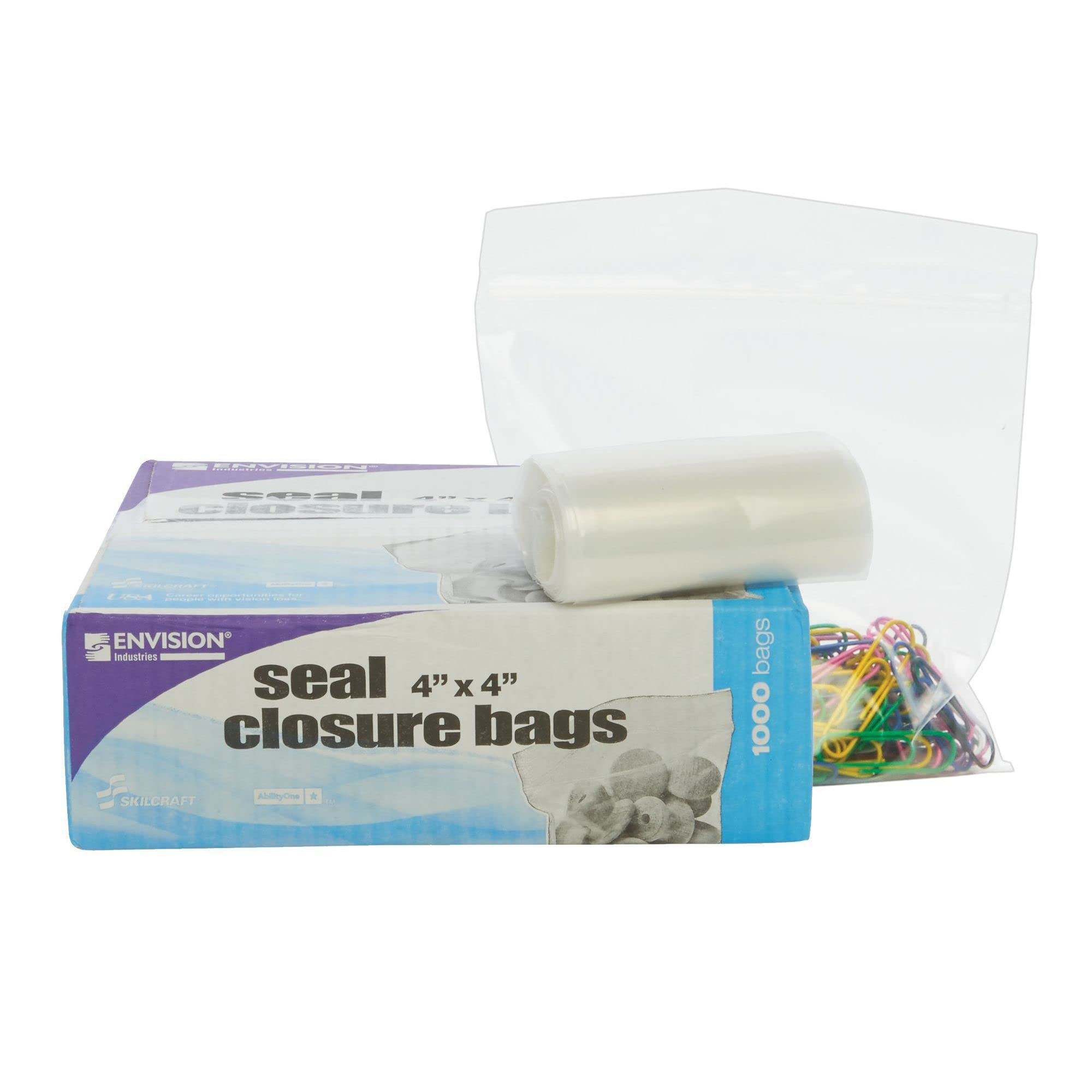 Envision 4-Inch Clear Resealable Zipper Storage Bags - 1000 Pack of 2 Mil Thick Commercial Grade Reusable Plastic Bags for Food Storage, Organizing & Shipping Supplies - Perfect for Kitchen, Office & Small Business Use