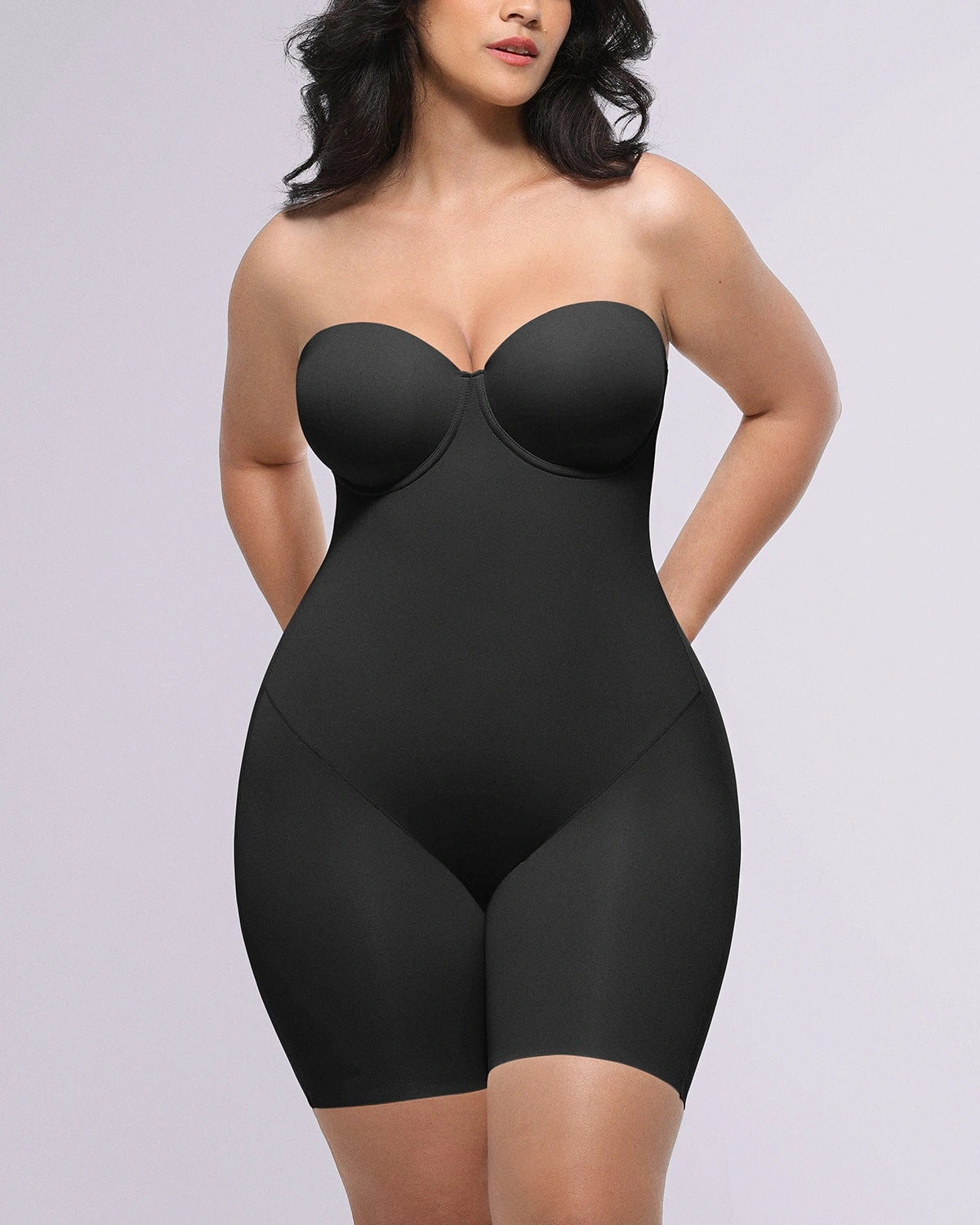 Bare Essentials™ AirSlim® Strapless Mid Thigh Bodysuit - Seamless Shapewear for Women - Perfect for Dresses, Weddings & Special Occasions
