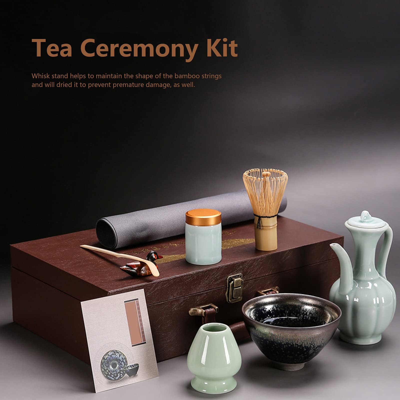 Premium Yosoo Matcha Tea Whisk Set - 8-Piece Japanese Tea Ceremony Kit with Bamboo Whisk, Scoop, Holder & Gift Box - Authentic Matcha Green Tea Powder Accessories - Perfect for Home Tea Brewing, Zen Meditation & Japanese Culture Enthusiasts