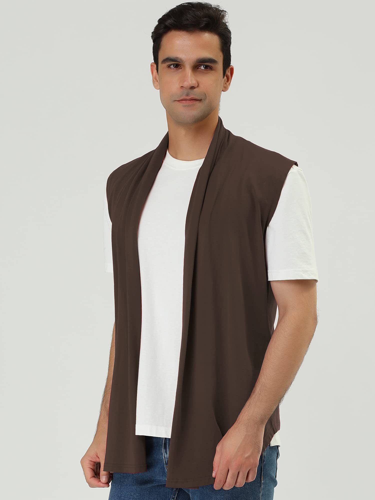 uxcell Men's Ruffle Shawl Collar Lightweight Vest Drape Cape Sleeveless Cardigan - Stylish Layering Piece for Fall & Winter Fashion | Perfect for Office, Date Night & Special Occasions