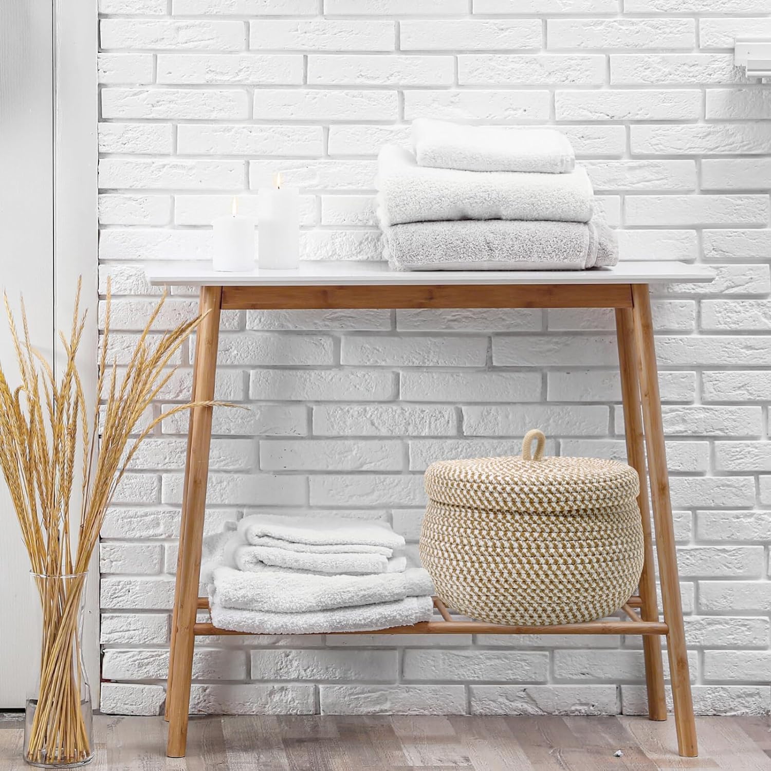 Round Cotton Rope Storage Baskets with Lids - Woven Pumpkin Blanket Basket Organizer for Snacks, Eggs, Toys & Home Decor | Perfect for Nursery, Kitchen & Living Room Storage