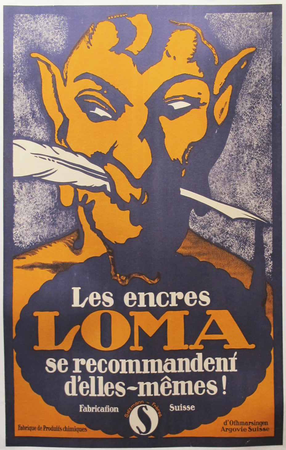 1920s Original Swiss Art Deco Poster - Les Encres Loma Vintage Wall Art for Home & Office Decor | Perfect for Living Room, Bedroom or Gallery Display