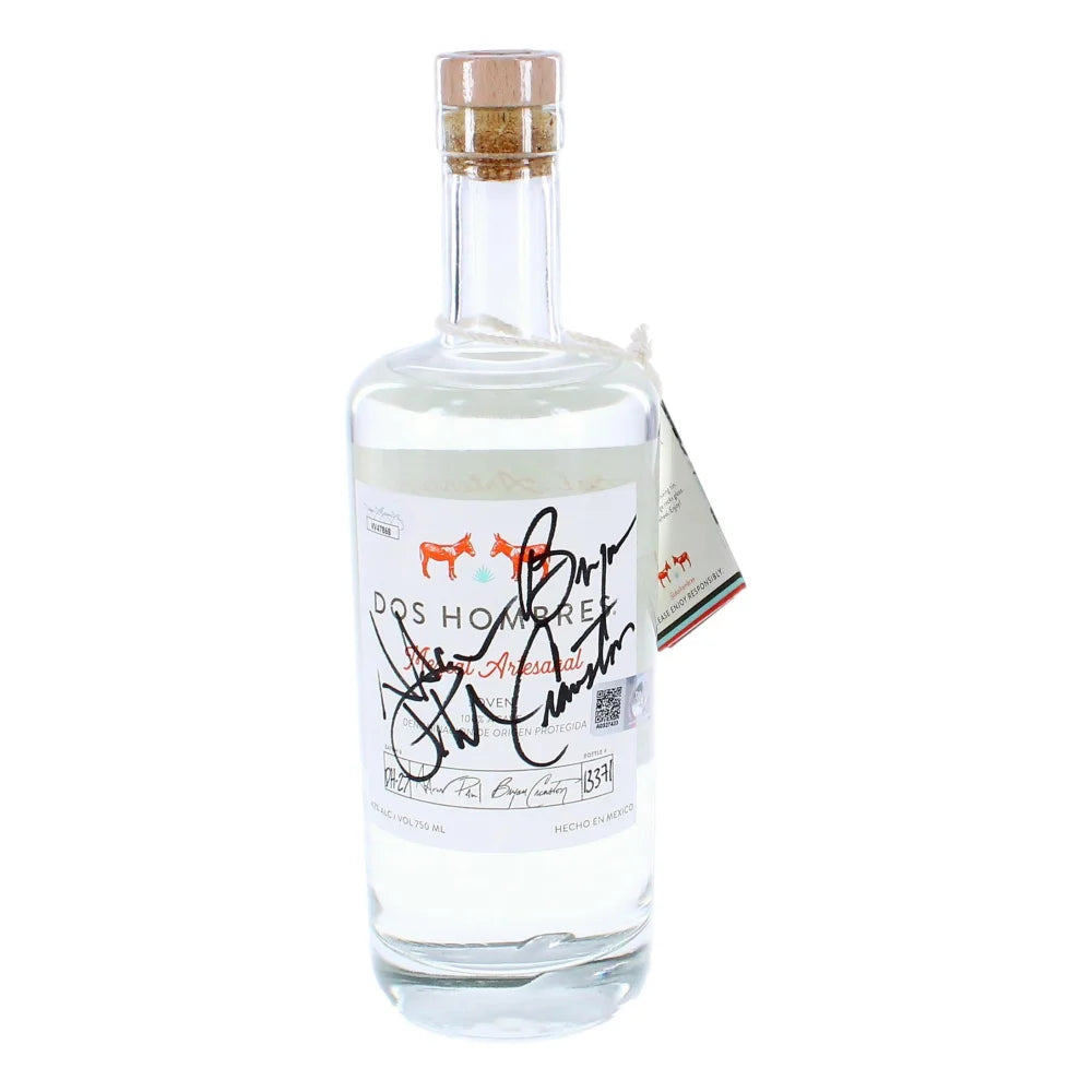 Bryan Cranston & Aaron Paul Signed Dos Hombres Mezcal Bottle - Breaking Bad Memorabilia with Framed License Plate Collage - JSA Certified Autograph - Perfect for Breaking Bad Fans & Collectors - Great Gift for TV Show Enthusiasts & Home Bar Decor