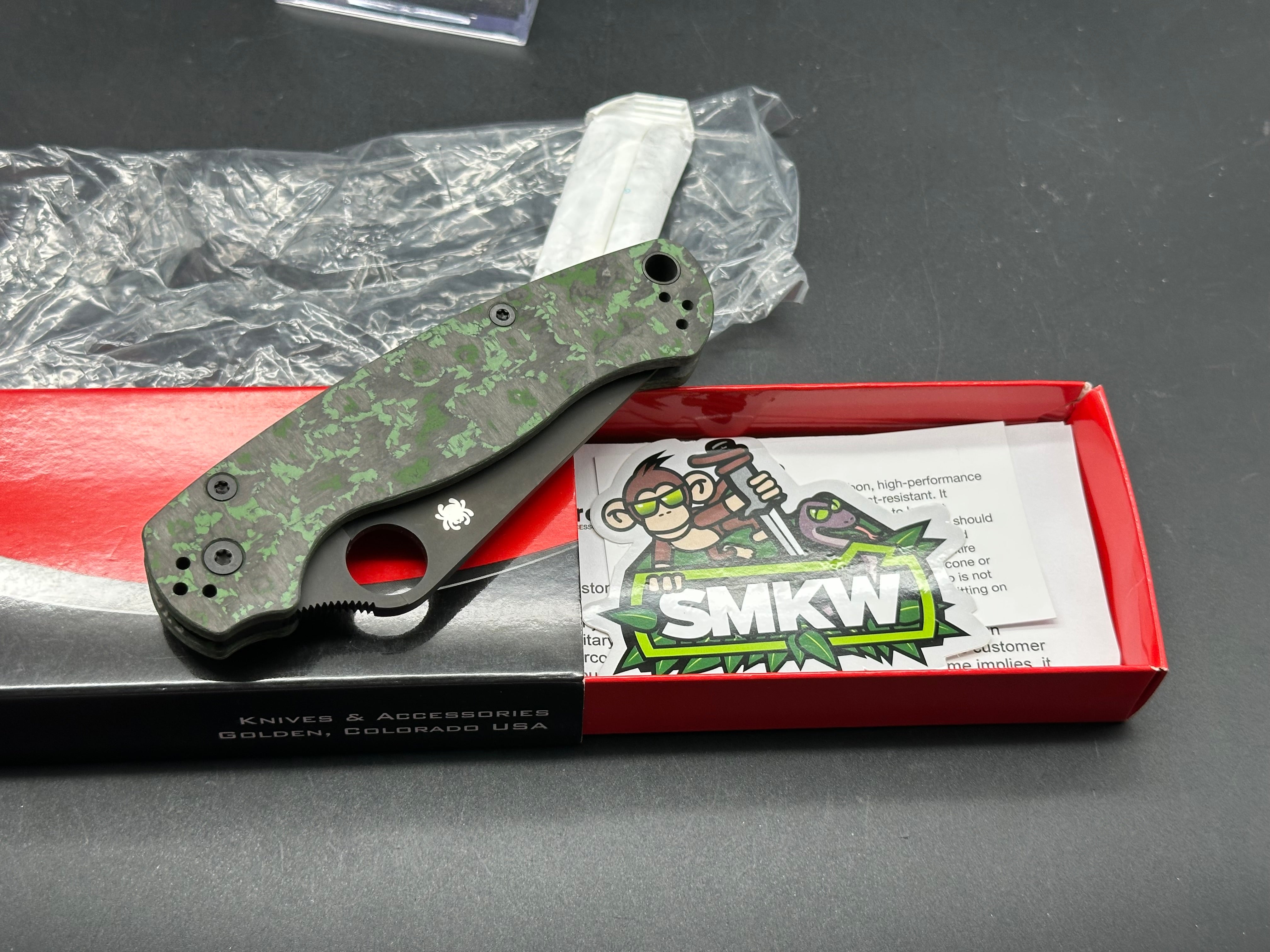 Spyderco Para 2 Folding Knife - New in Box, Green Jungle Camo, M4 Steel Blade - Perfect for Outdoor Camping, Hunting & Survival Gear