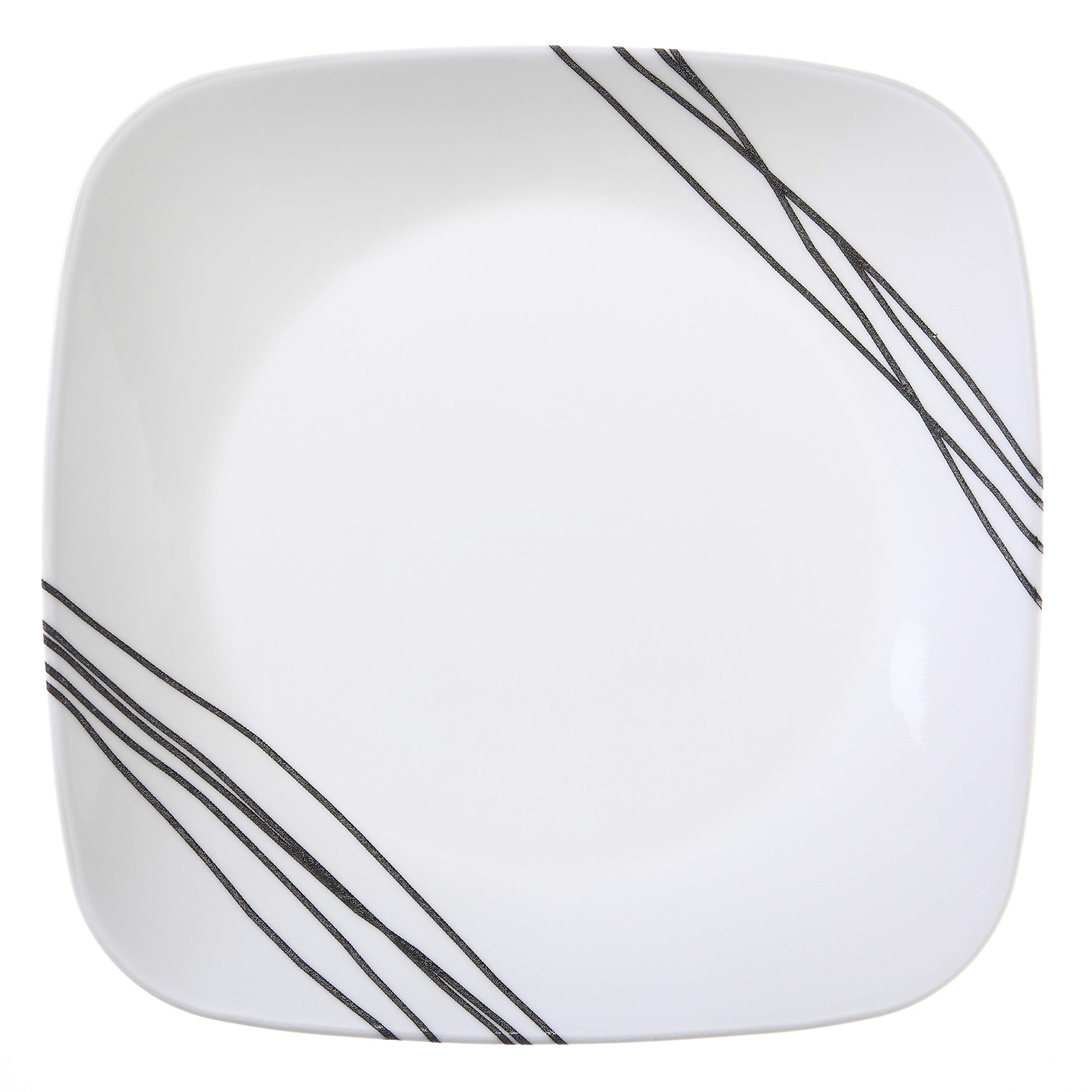 Corelle Vitrelle 18-Piece Dinnerware Set for 6 - Triple Layer Chip Resistant Glass Plates & Bowls - Lightweight Square Dishes - Simple Sketch Design - Perfect for Everyday Dining, Dinner Parties & Family Meals