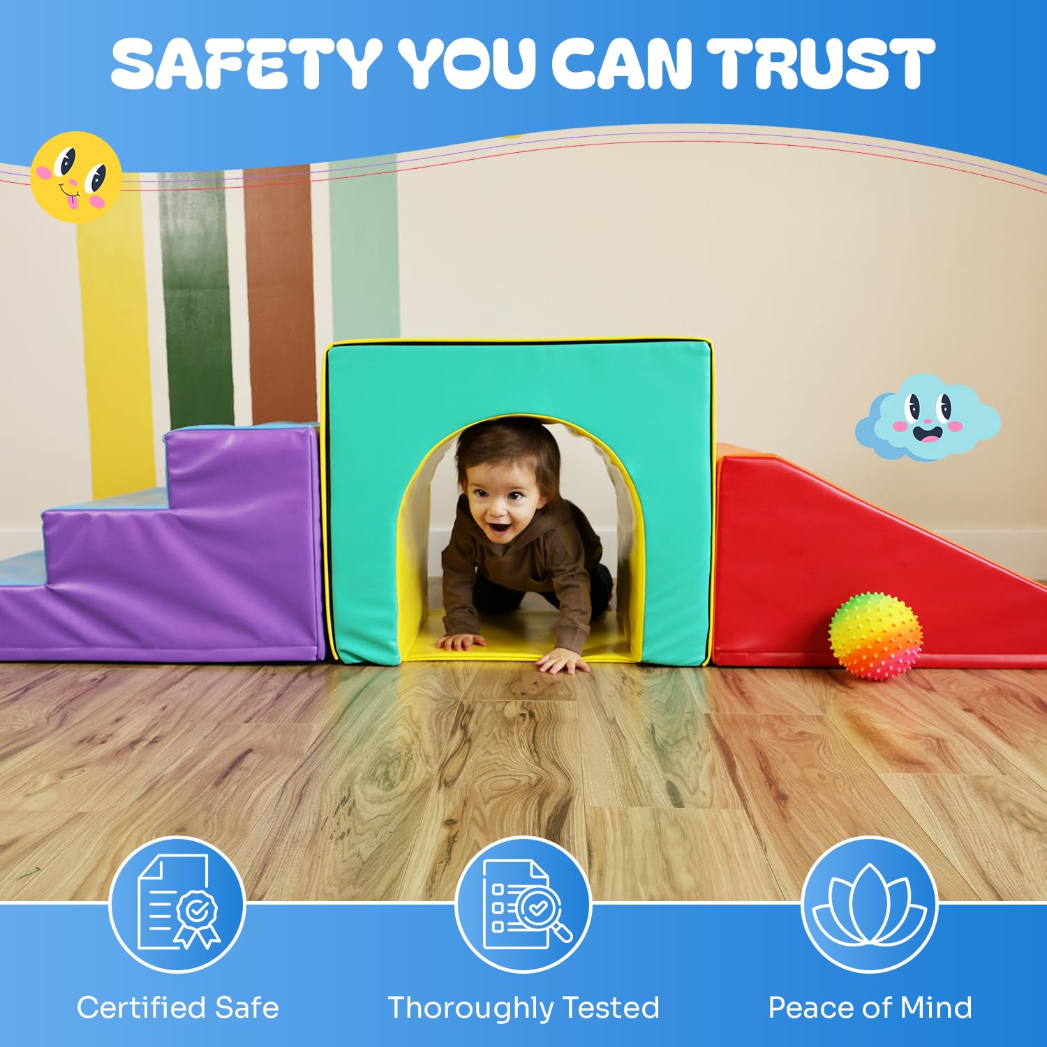 New Bounce Toddler Climbing Toys - Soft Foam Play Set for Kids Ages 1-5 - Safe Indoor Gym Equipment for Toddlers - Non-Toxic Climbing Blocks for Early Childhood Development - Perfect for Playrooms, Daycares & Home Play Areas