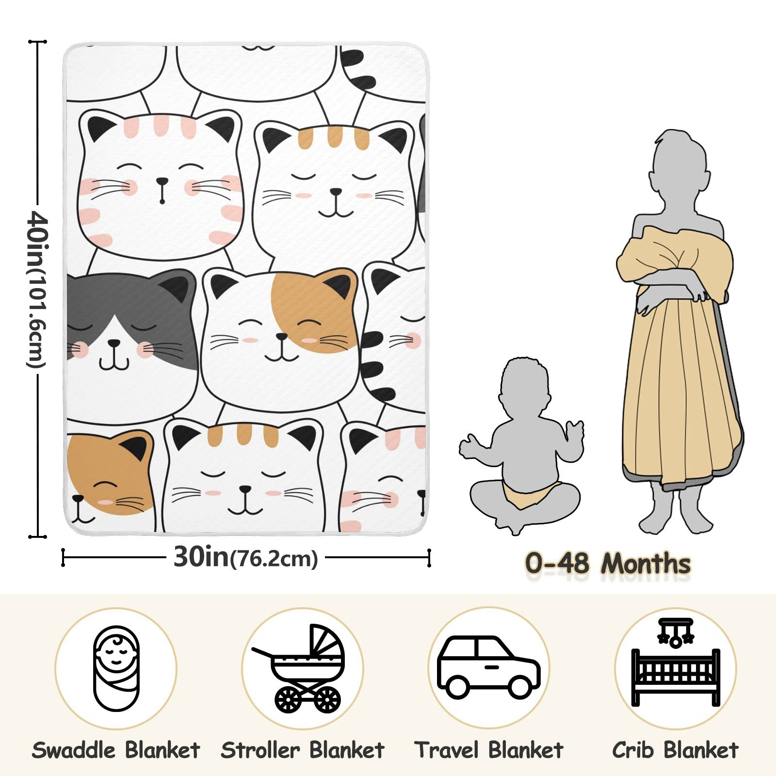 Soft Cute Cat Baby Blankets for Boys & Girls - Bedsure Fleece Throw Blanket for Newborns, Crib, Stroller & Travel - Cozy & Warm for Nursery, Bedroom & On-The-Go