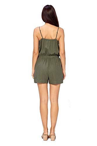 CiSono Women's Linen Romper Shorts - Comfortable Summer Jumpsuit with Pockets | Perfect for Beach, Vacation & Casual Outings