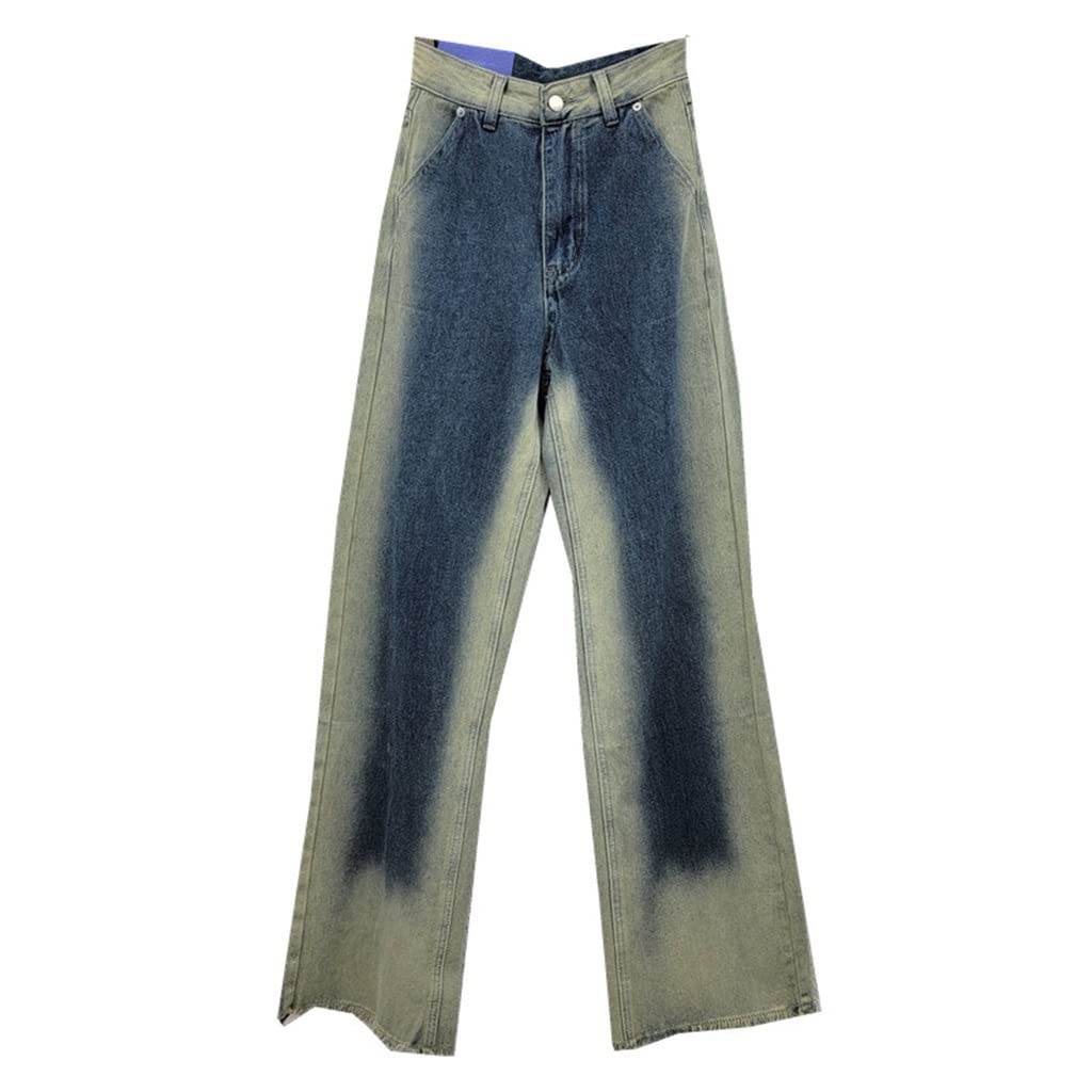 Women's High Waist Wide-Leg Jeans - Gradient Color Loose Straight Trousers for Autumn Street Fashion | Casual, Office & Weekend Wear (Color: As Pictured, Size: XL)